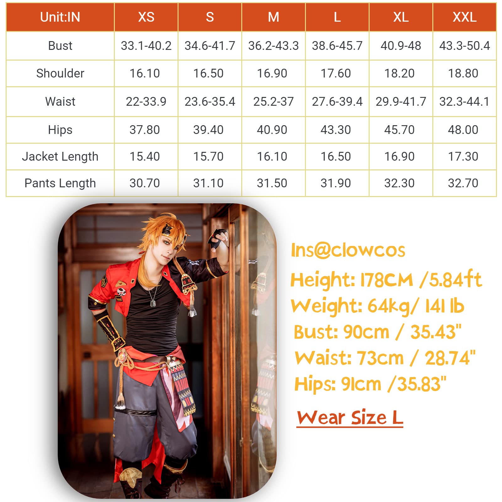 Genshin Impact Thoma Cosplay Costume for Men - Official Game Character Halloween Outfit | Anime Convention, Cosplay Party & Halloween Costume