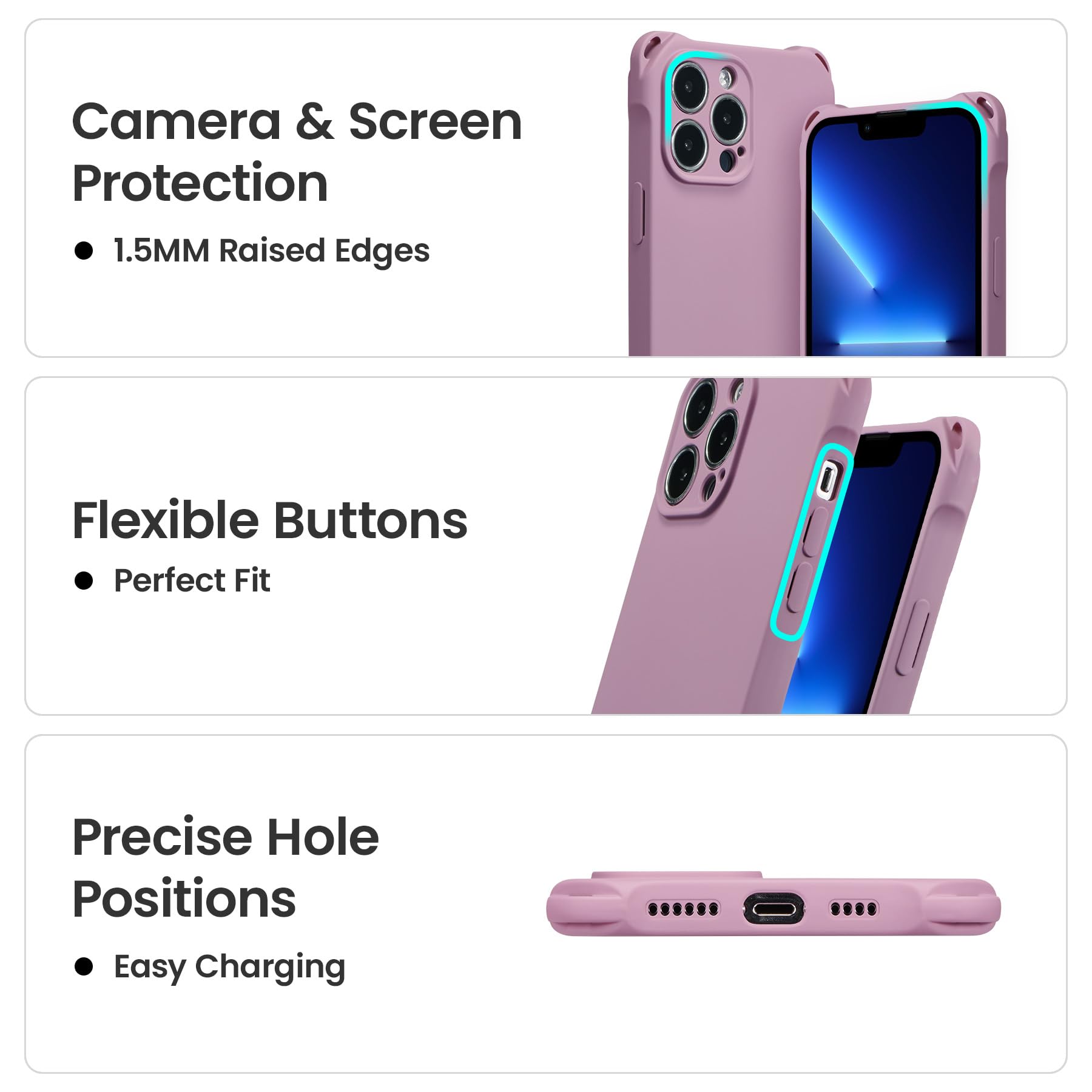 Premium Shockproof Silicone Case for iPhone 13 Pro Max (6.7 inch) with Adjustable Crossbody Lanyard - Light Purple | Perfect for Outdoor Activities, Travel & Hands-Free Convenience
