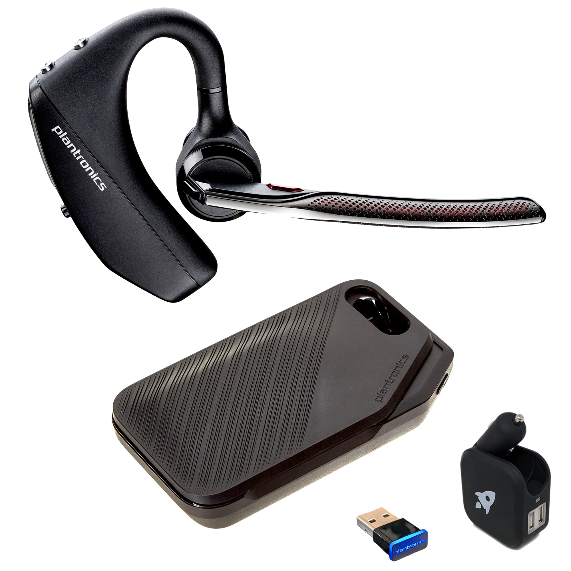 Plantronics Voyager 5200 UC Bluetooth Headset Bundle with Wall Charger - Wireless Headset for Smartphones, PC, Mac Compatible with RingCentral - Ideal for Remote Work, Online Meetings & Call Centers