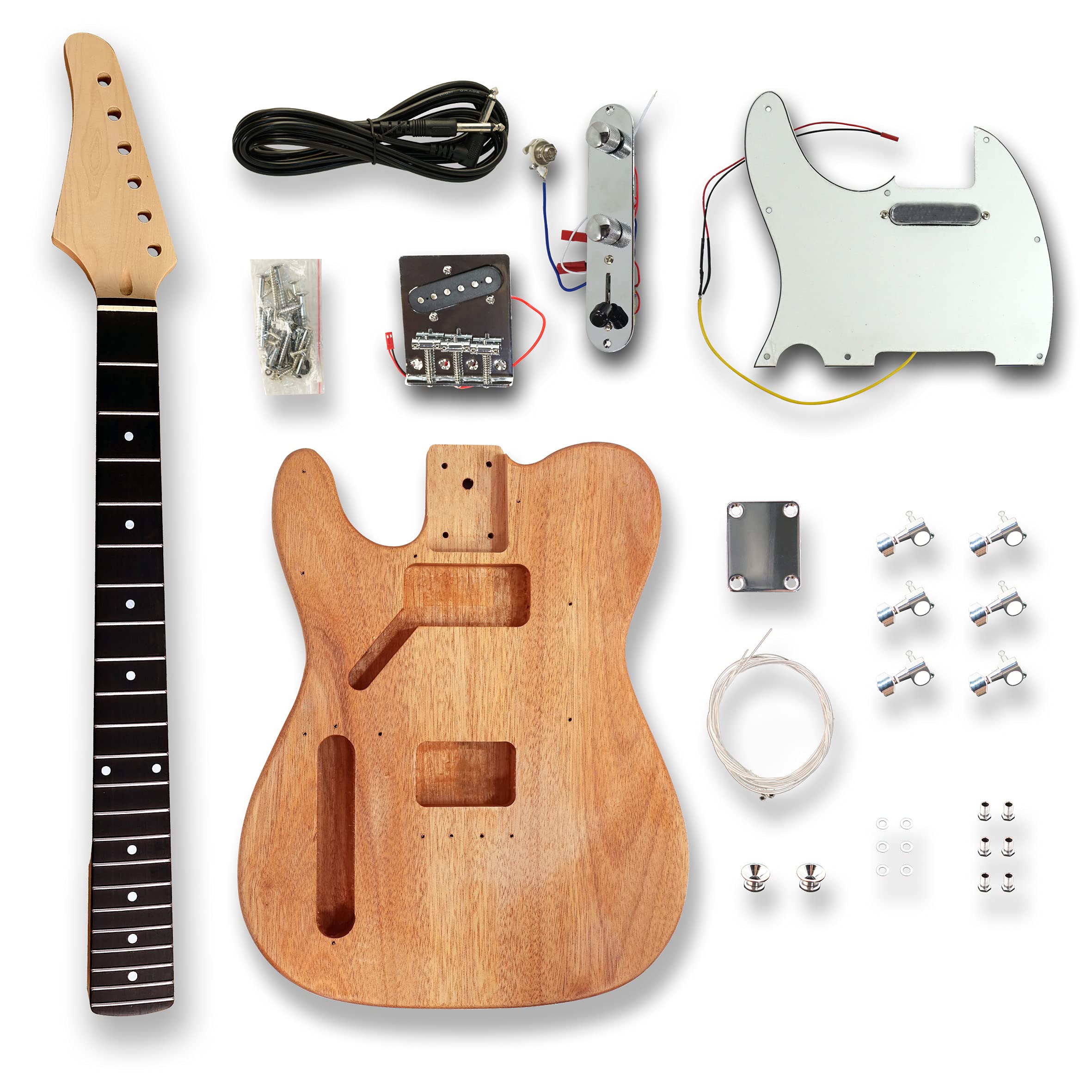 BexGears DIY Left-Handed Electric Guitar Kit with Okoume Wood Body - Perfect for Beginners, Musicians & DIY Enthusiasts - Home Studio, Live Performance & Gift Idea