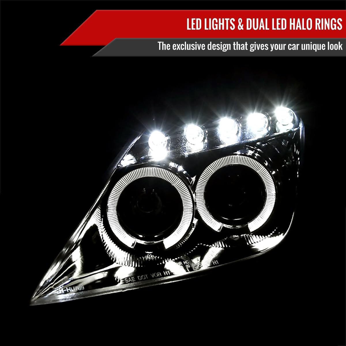 00-05 Toyota Celica GTS GT Clear Halo Projector Headlights - Pair of LED Angel Eye Lamps for Enhanced Night Driving & Custom Style
