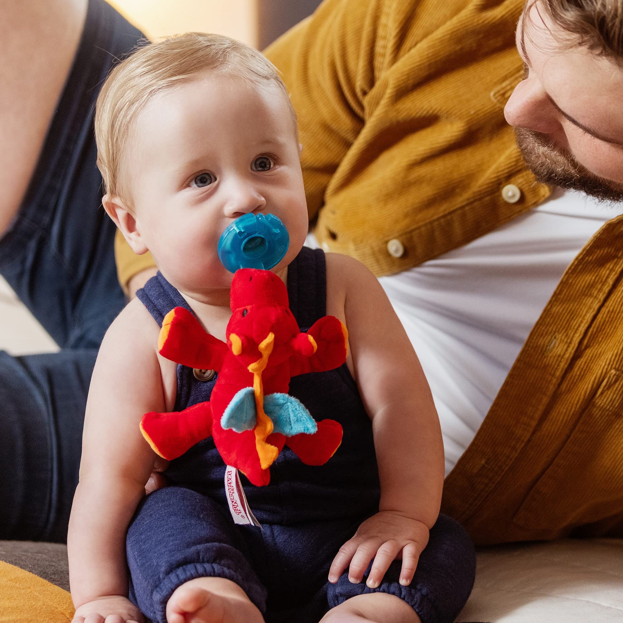 WubbaNub Baby Pacifier with Plush Red Dragon Toy - Soothing Newborn Pacifier for Breastfed Infants | Perfect for Daycare, Travel & Sleep Time