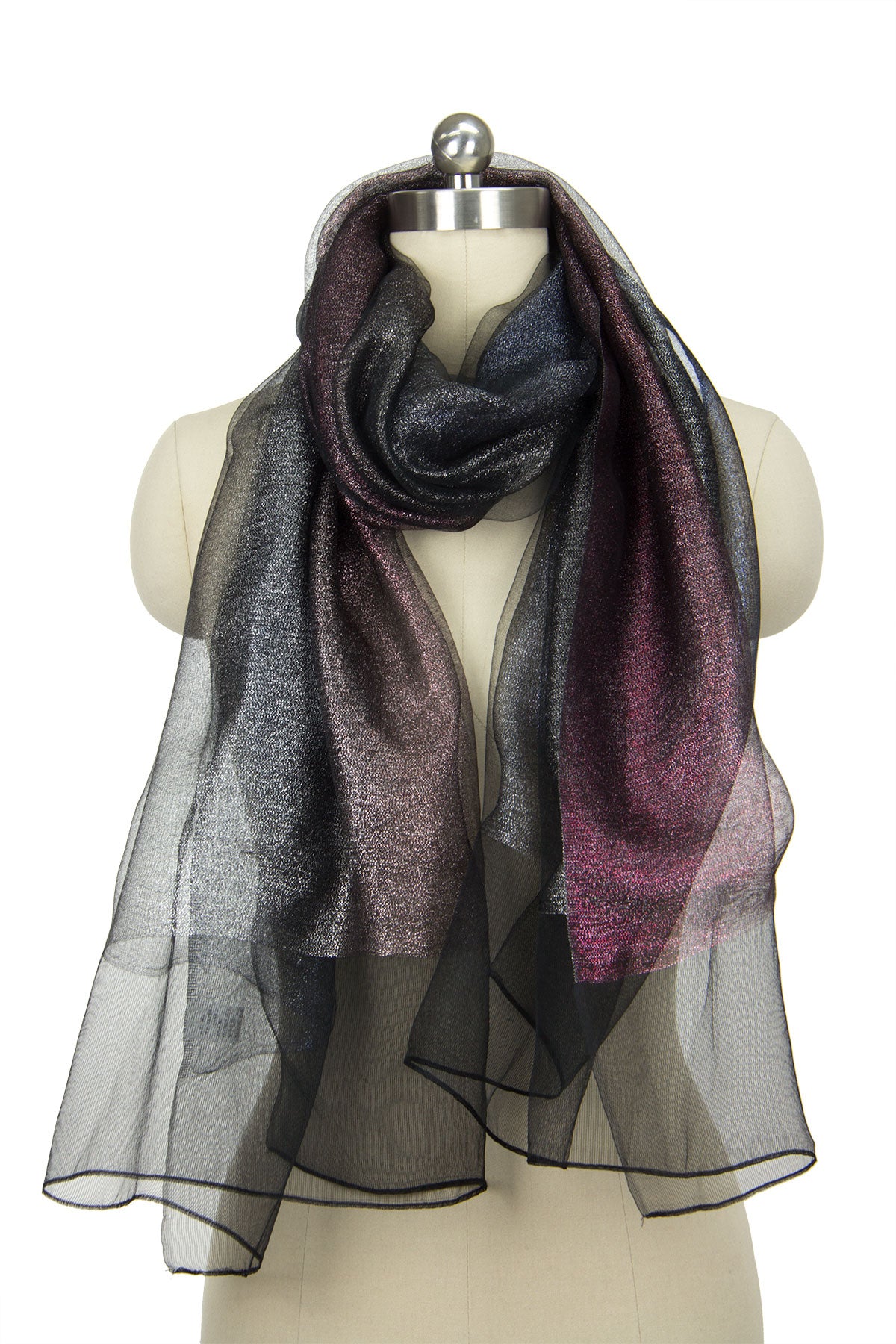 Silk Glitter Ombre Scarf - Elegant Shimmery Fashion Accessory for Women, Perfect for Parties, Weddings & Evening Events