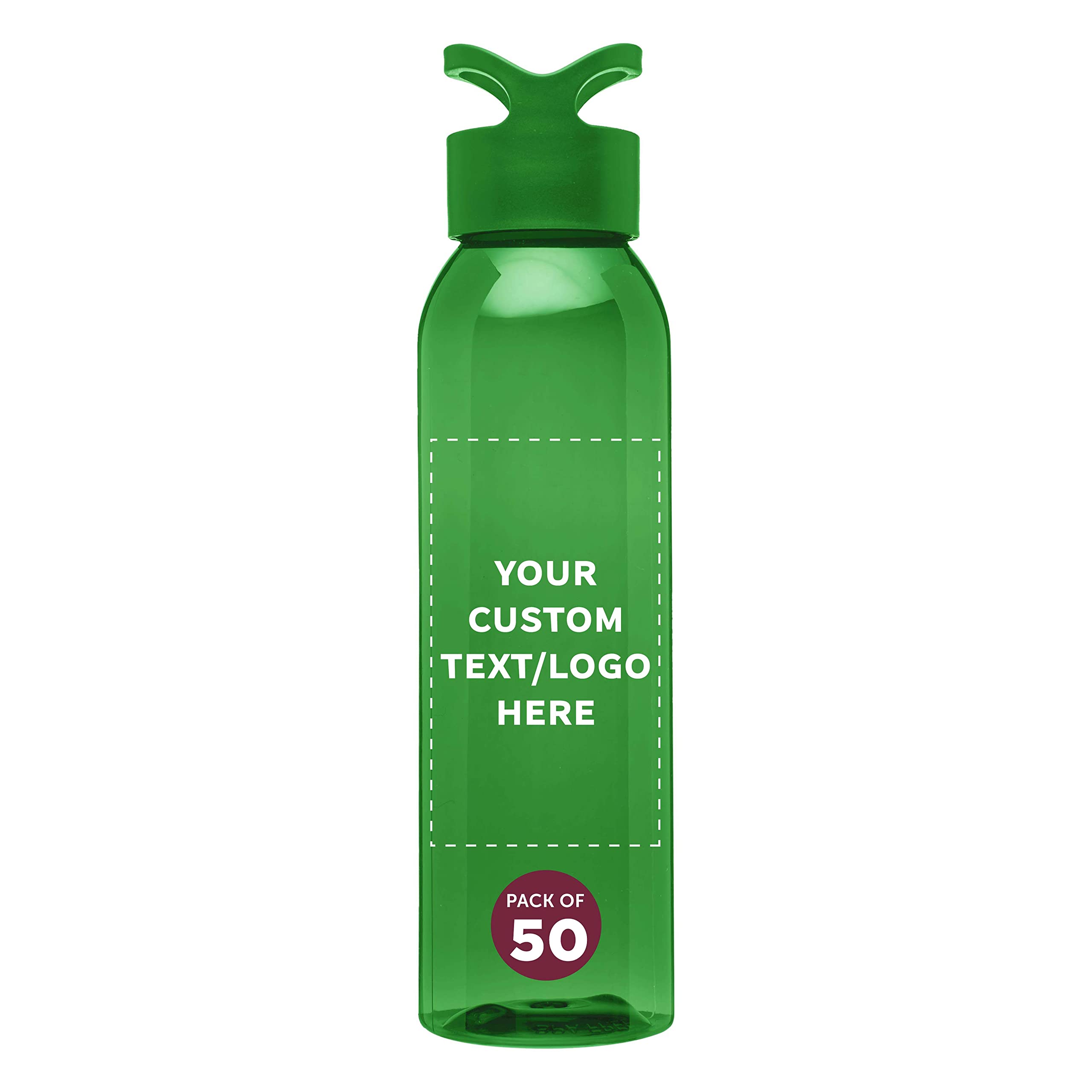 Custom 22oz Tritan Plastic Water Bottles - Bulk Pack of 50 - Personalized with Text/Logo - Reusable Gym & Sports Water Bottle - Lime Green - Perfect for Team Sports, Corporate Gifts & Fitness Enthusiasts