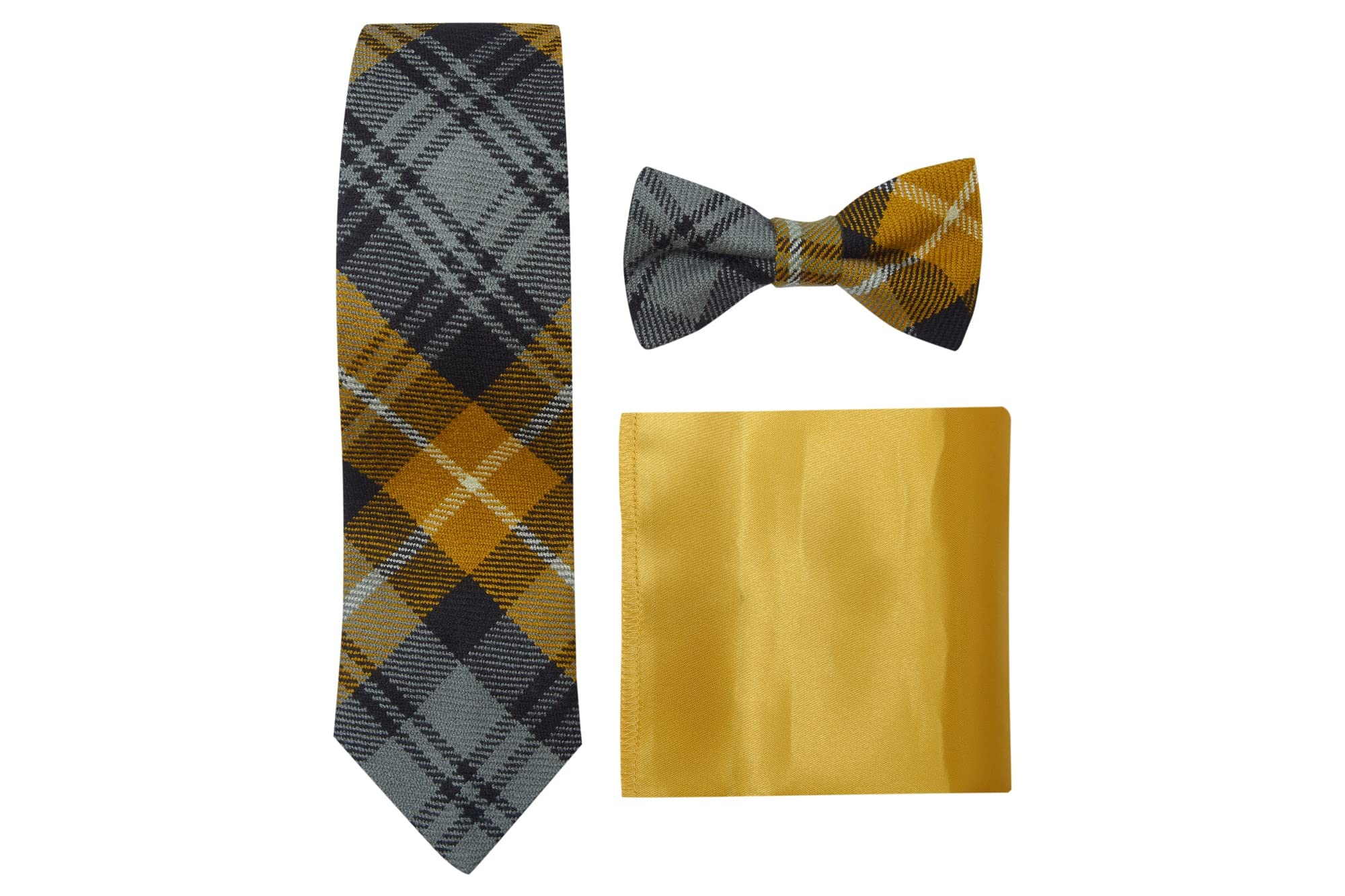 Premium Men's Tartan Necktie, Bowtie & Pocket Square Gift Set - Elegant Formal Wear for Weddings, Business & Special Occasions