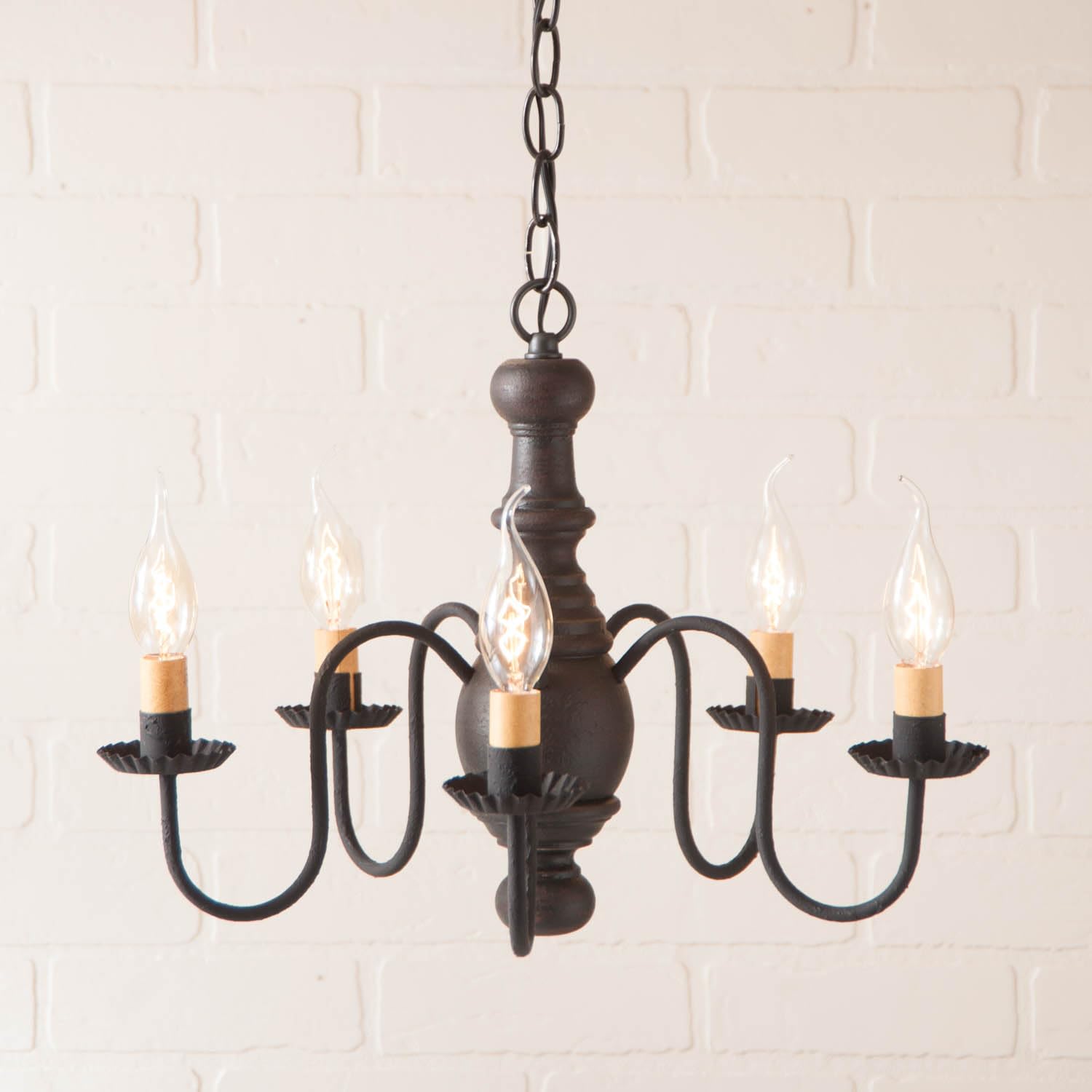 5-Arm Lancaster Wood Dining Room Chandelier - 17