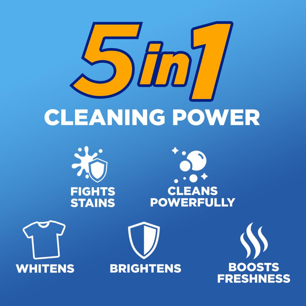 Arm & Hammer Plus OxiClean Clean Meadow Liquid Laundry Detergent - 77 Loads, 100.5 fl oz - Fresh Scent for Clothes, Sheets & Towels - Ideal for Families & Large Laundry Loads