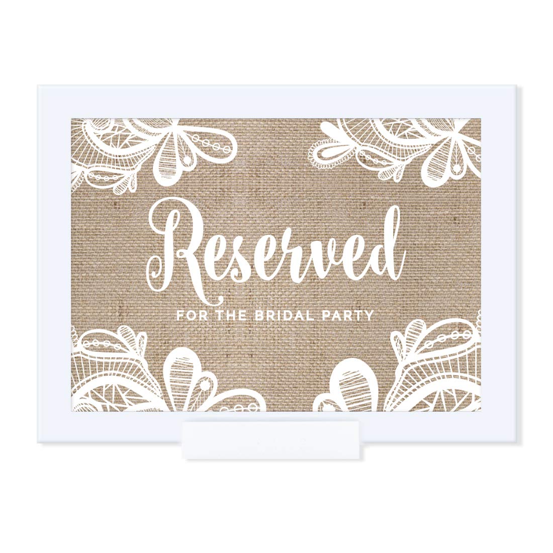5x7-inch Andaz Press Wedding Framed Party Sign - Burlap Lace Printed Cardstock for Bridal Party - 1-Pack with Frame - Perfect for Wedding Receptions, Bridal Showers & Anniversary Decorations