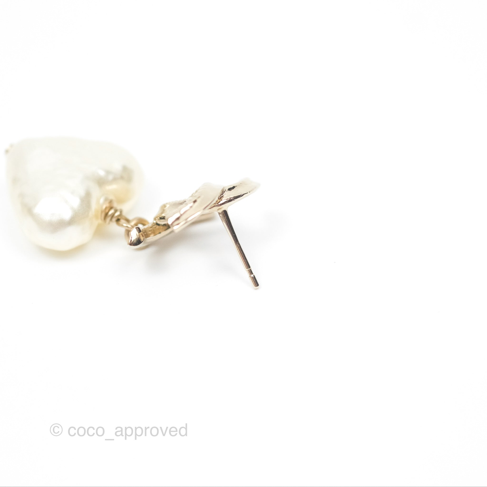Chanel CC Pearl Heart Drop Earrings - Gold Tone 22V Fashion Jewelry for Women | Elegant Gift for Valentine's Day, Anniversary & Special Occasions