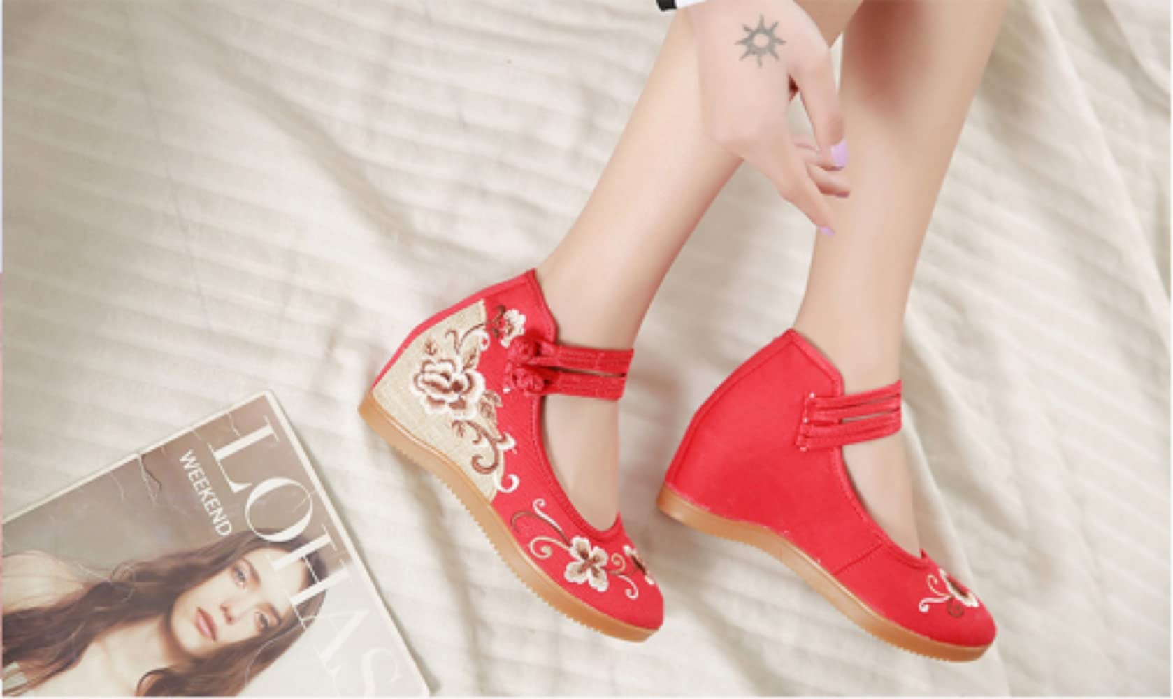 Handmade Embroidered Cloth Loafers - Comfortable Round Toe Chinese Canvas Shoes for Women | Mary Jane Style Slip-Ons | Perfect for Casual Wear, Home Comfort & Cultural Events