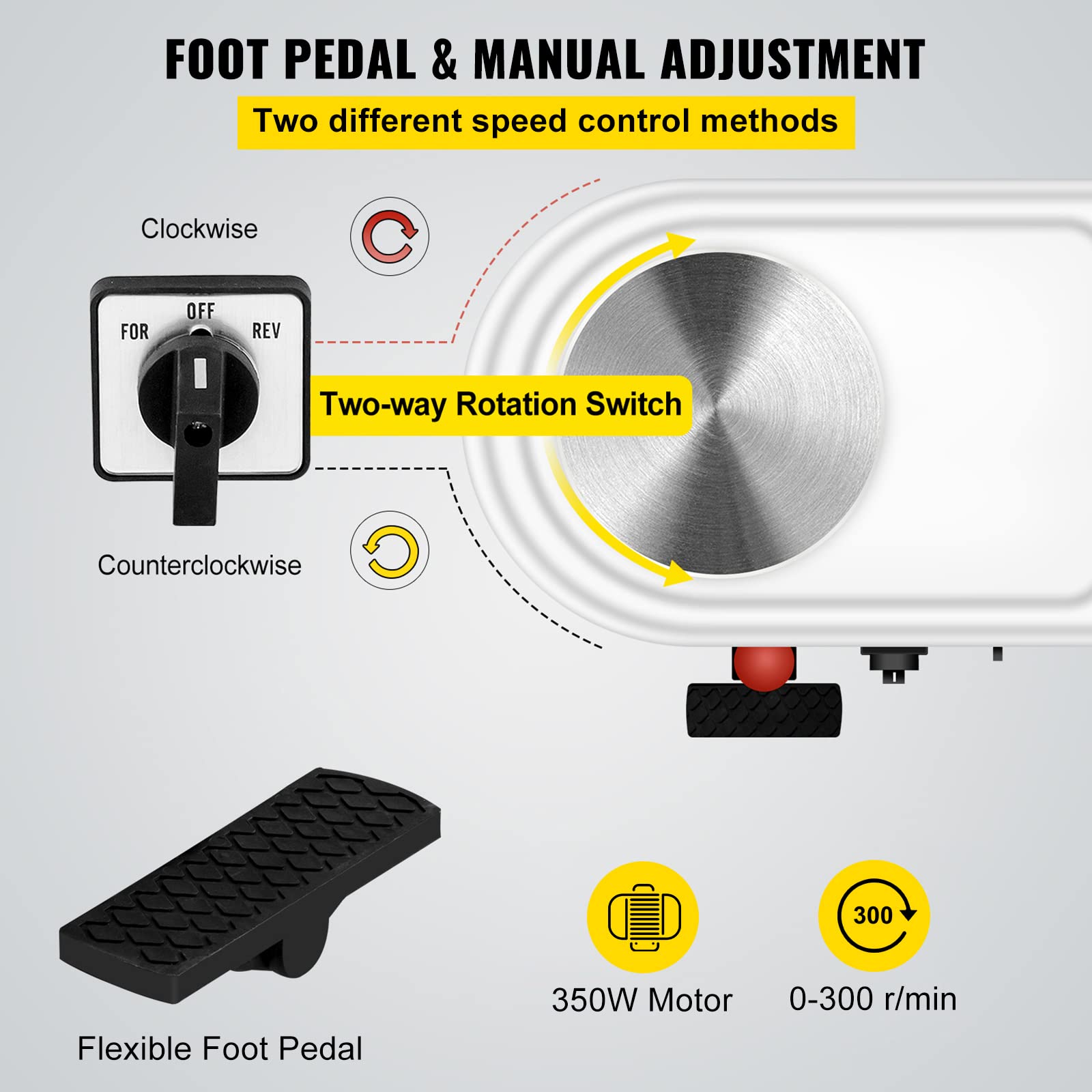 VEVOR 11 Inch Electric Pottery Wheel for Adults & Beginners - 350W Ceramic Forming Machine with Detachable Basin & Foot Pedal, 0-300 RPM Adjustable Speed - Perfect for DIY Clay Crafts, Pottery Making, Art Classes & Creative Gifts for Kids, Teens & Adults