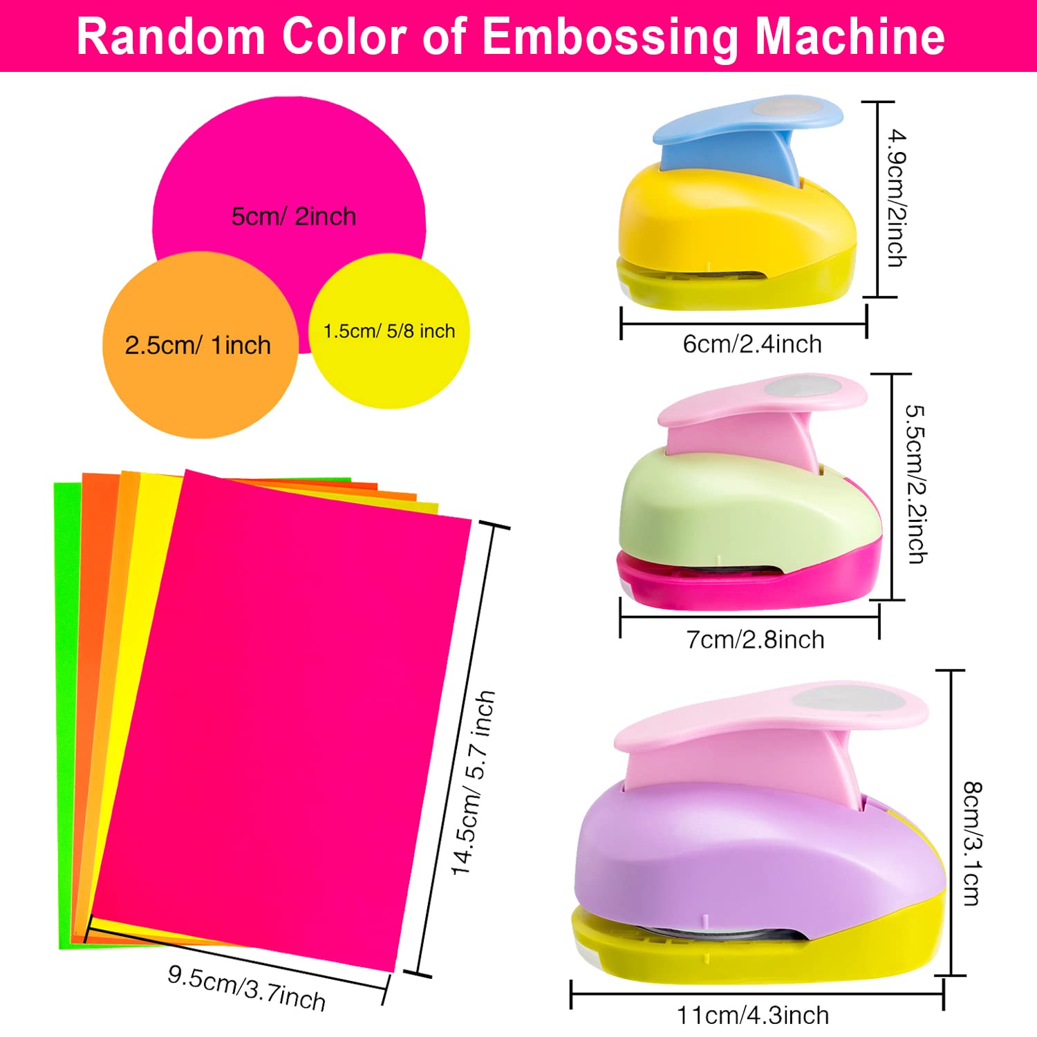 Chengu 3 Pack Circle Hole Punch Set (2, 1, 5/8 Inch) with Sticker Paper - Craft Paper Punchers for Card Making, Scrapbooking, DIY Albums, Photo Projects, Office Supplies & School Art Activities