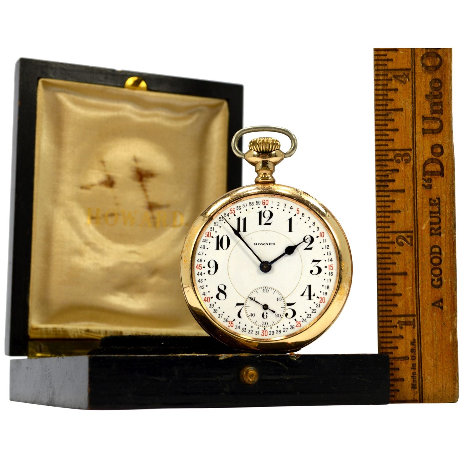 Vintage E. Howard Series 10 Pocket Watch with 21 Jewels - Open Face Antique Timepiece in Original Collector's Box - Perfect for Steampunk Fashion, Historical Reenactments & Luxury Gift Giving