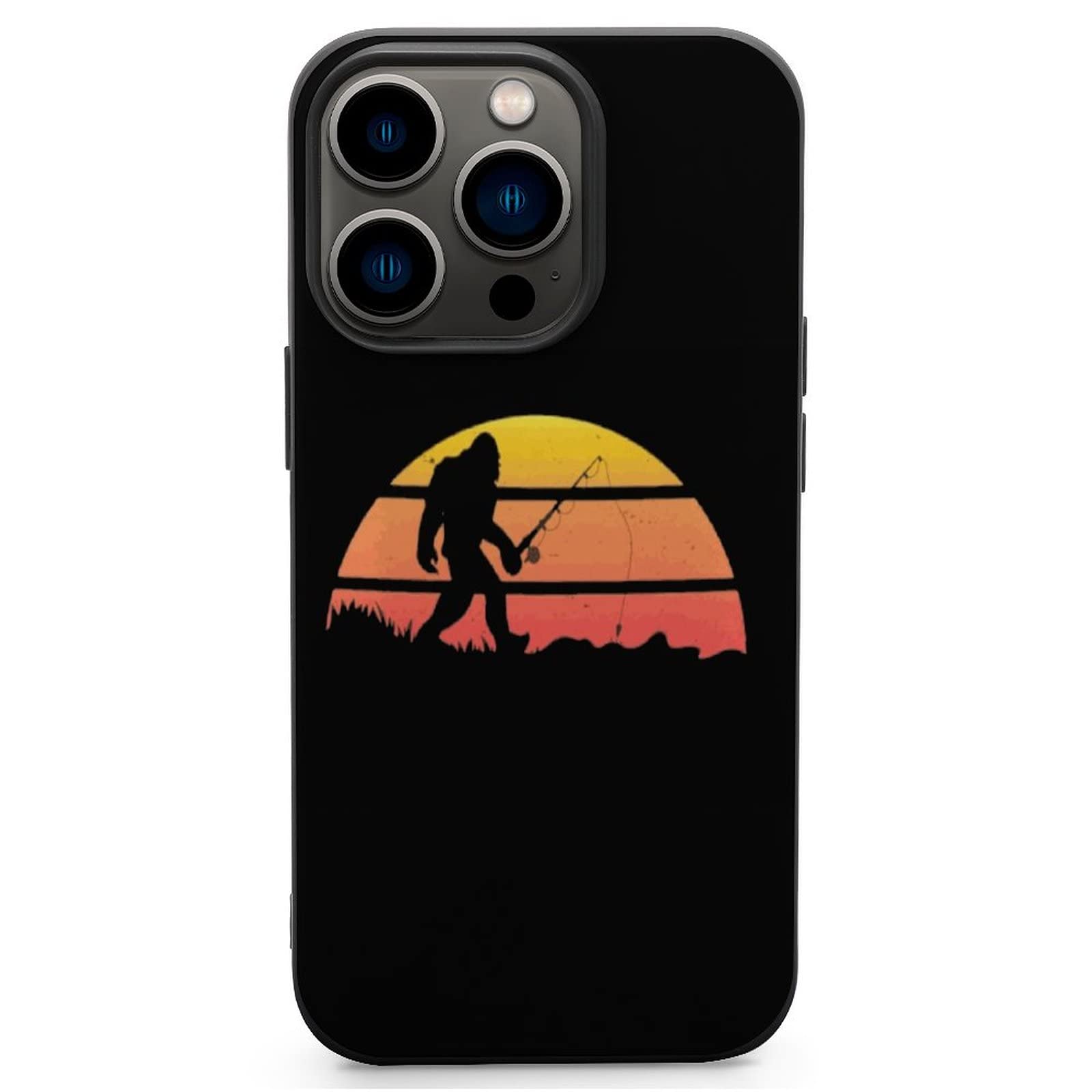 Vintage Bigfoot Fishing Design Shockproof TPU Phone Case for iPhone 13 Series - Compatible with iPhone 13 Pro Max/13 Pro/13 Mini - Perfect for Outdoor Adventures & Daily Protection