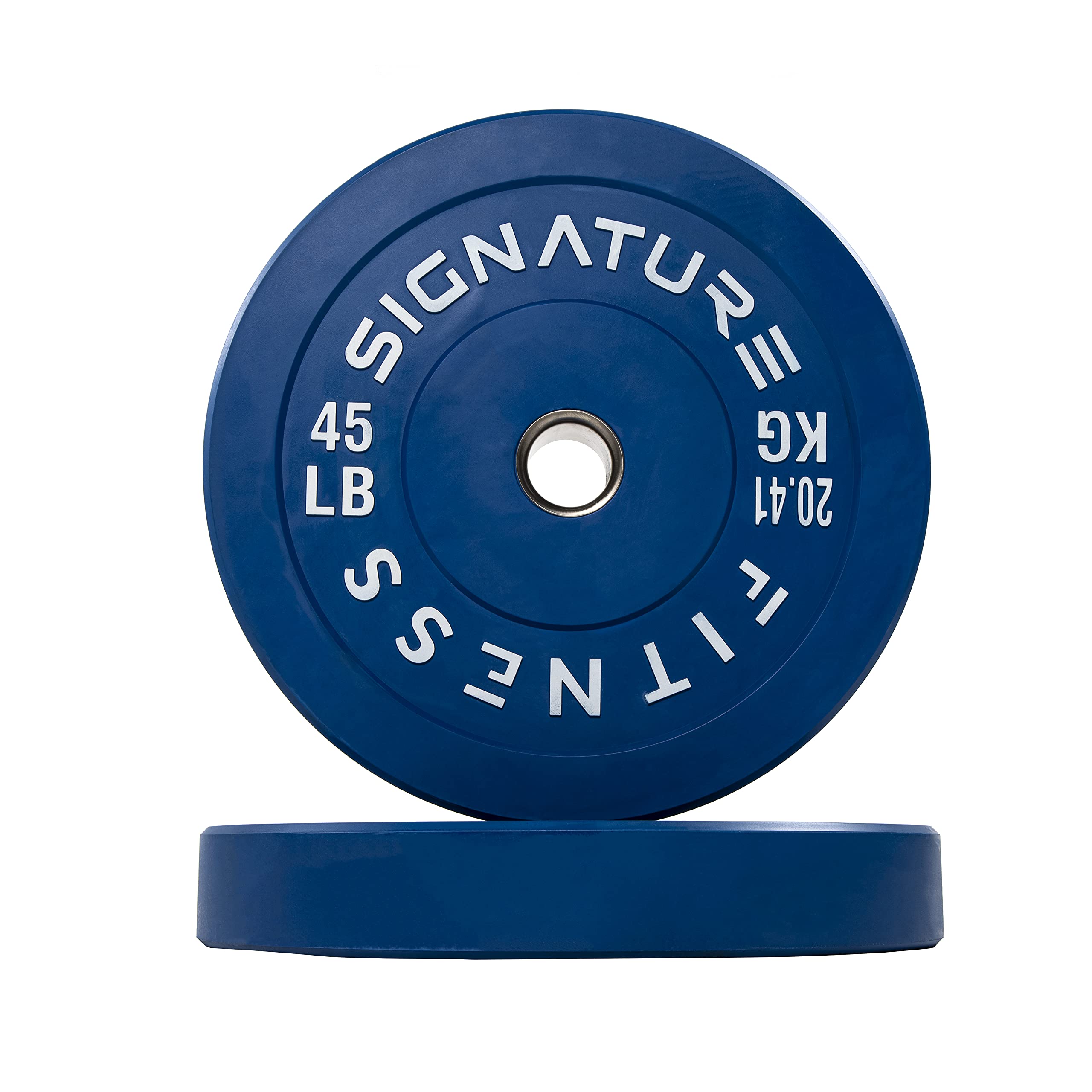 Signature Fitness 2 Inch Olympic Bumper Plates - 45LB Weight Plate with Steel Hub for CrossFit, Powerlifting & Home Gym - Durable Rubber Coated Bumper Plates for Weight Training & Strength Workouts