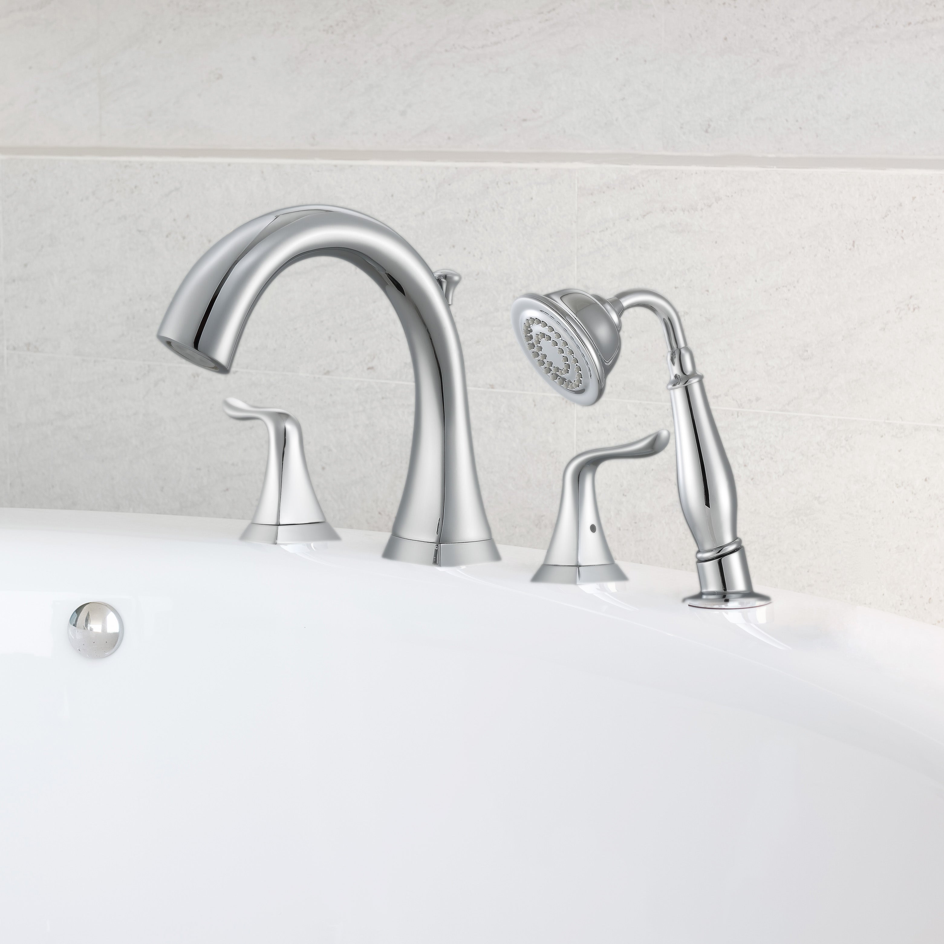 Scarlett Roman Tub Bathroom Faucet - Chrome Finish for Classic Elegance | Perfect for Freestanding Bathtubs & Luxury Bathrooms