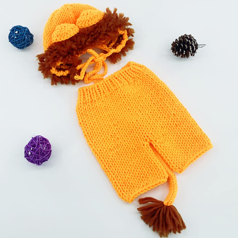 AIXIANG Handmade Baby Lion Costume Set - Newborn Halloween Outfit with Cap & Pants for Photo Props | Perfect Halloween Gift for Baby Boys | Great for Halloween Parties, Photoshoots & Dress-Up