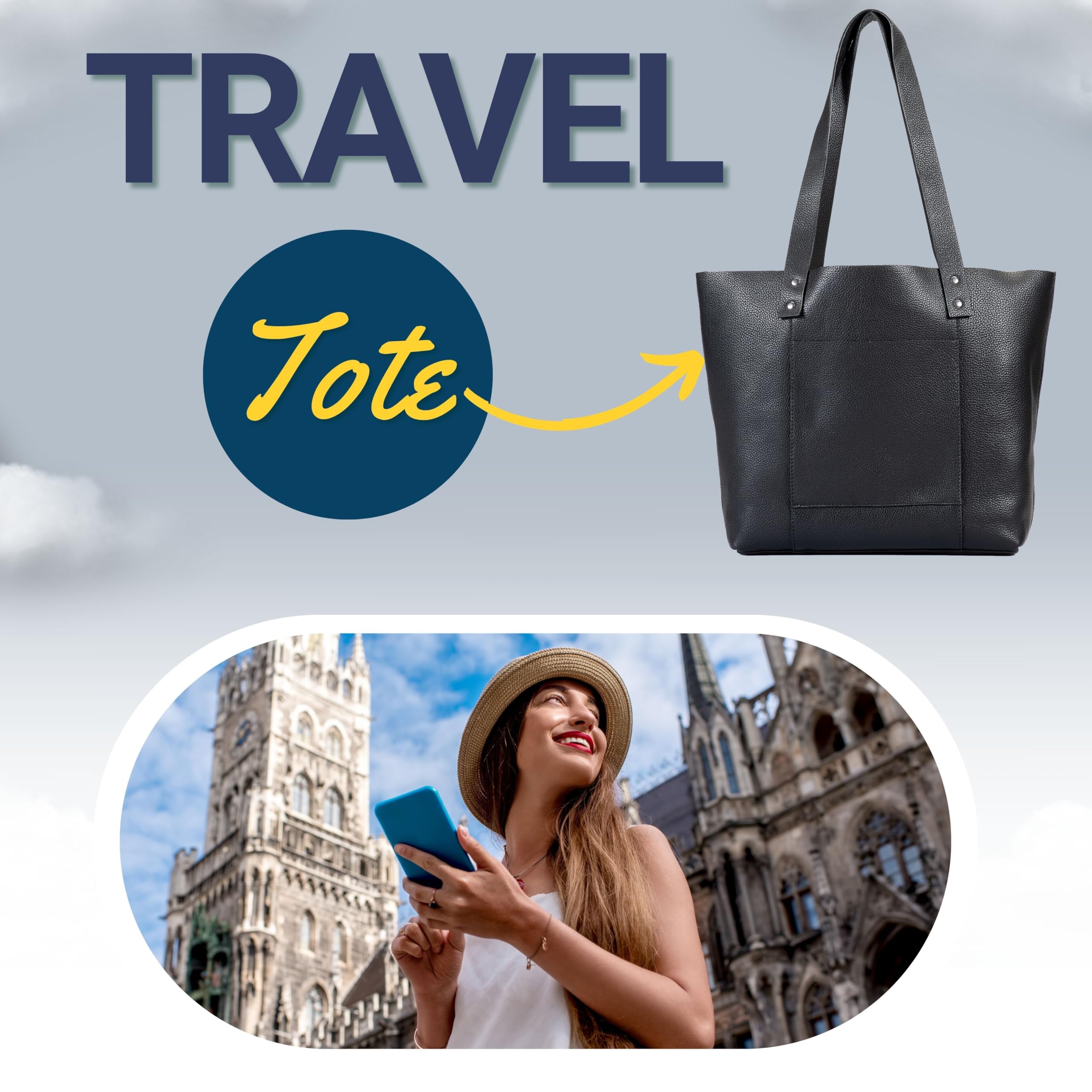 Genuine Leather Tote Bag for Women - Stylish & Durable Handbag for Work, Travel & Everyday Use | Perfect Office Commute, Weekend Getaway & Shopping Companion