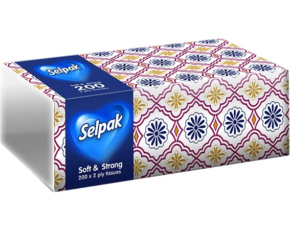 Selpak 2-Ply Facial Tissues Refill Pack - 200 Soft Sheets | Hypoallergenic & Lint-Free | Perfect for Home, Office & Travel Use