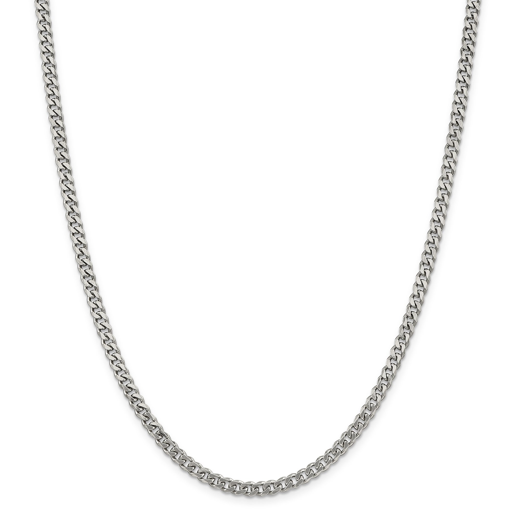 SS Rhodium Plated 4.5mm Curb Chain Necklace for Men & Women - Durable Stainless Steel Jewelry for Everyday Wear, Gifts & Special Occasions