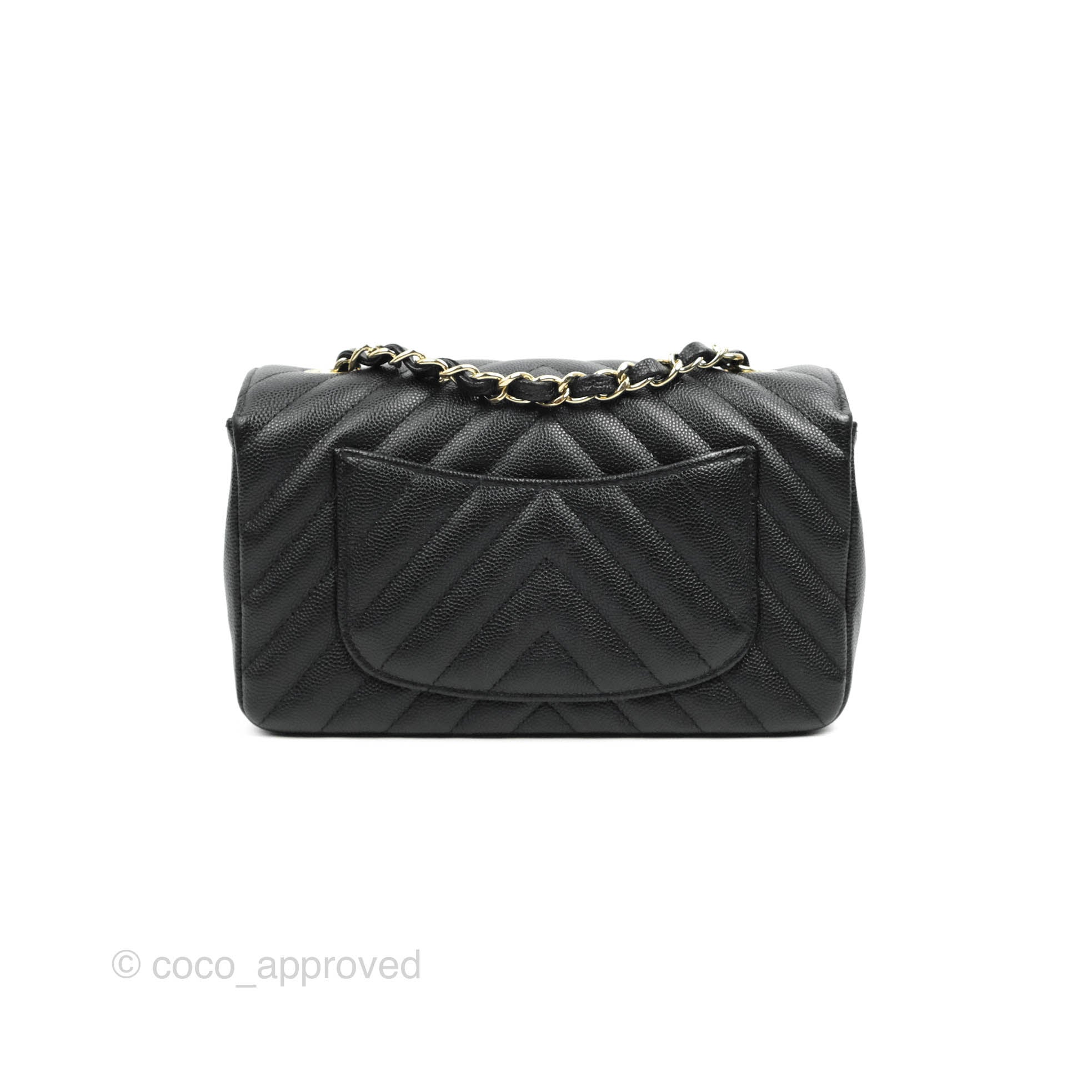 Chanel Chevron Mini Rectangular Flap Bag in Black Caviar Leather with Gold Hardware - Luxury Crossbody Purse for Women, Perfect for Evening Events & Date Nights
