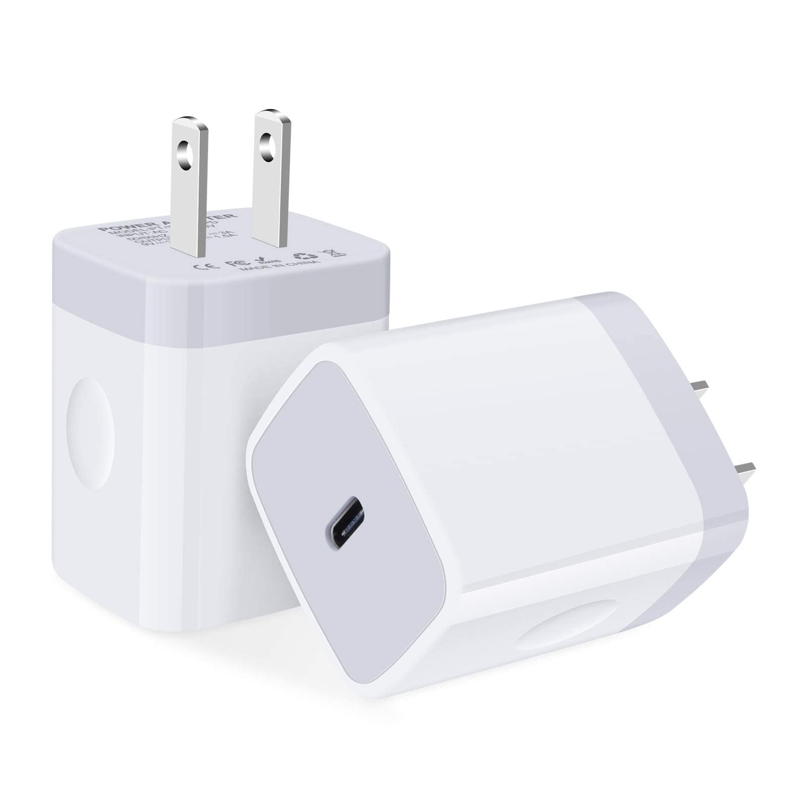 20W USB C Fast Charger 2 Pack - PD Charging Block, Type C Wall Charger & Power Adapter for iPhone 15/14/13/12, Samsung Galaxy, iPad - Quick Charge for Home, Office & Travel