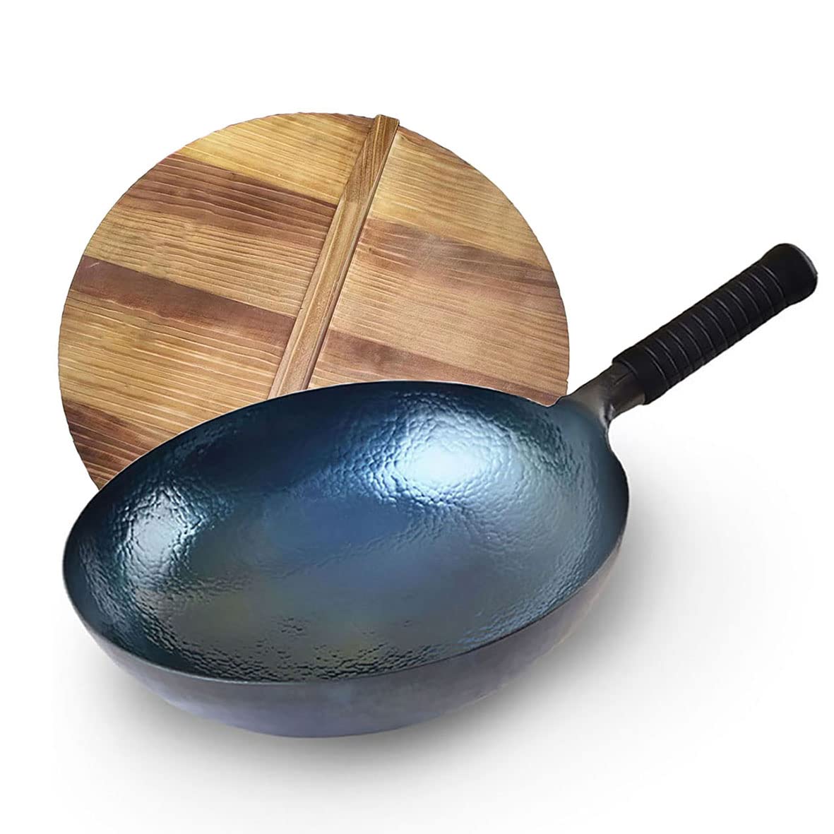 Premium Hand-Forged Cast Iron Wok - 13.38 Inch Chinese Iron Pot for Gas, Induction & Wood Stoves - Non-Stick, No Coating, Multipurpose Cooking - Perfect for Stir-Fry, Deep Frying & Camping Outdoor Cooking
