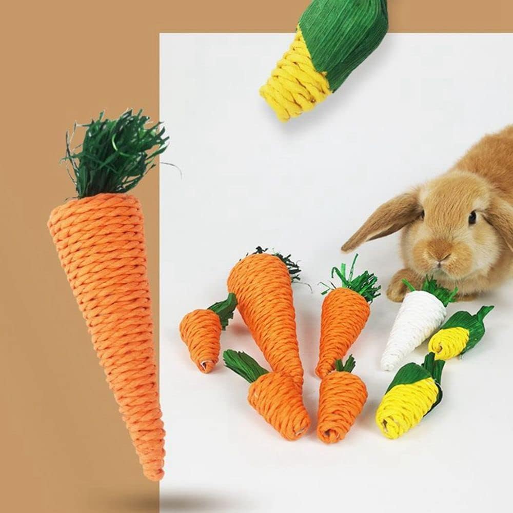 Natural Orange Hamster Chew Toys - Corn & Carrot Woven Balls for Rabbits, Guinea Pigs, Chinchillas - Small Animal Teeth Grinding Toys for Dental Health | Perfect for Cage Enrichment & Playtime