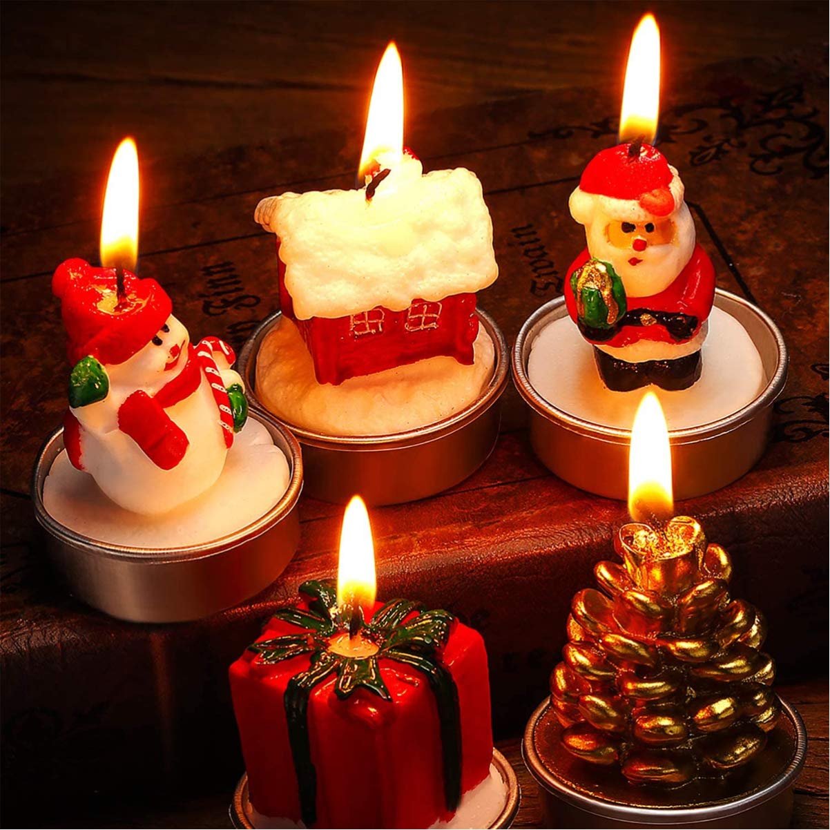 HEALLILY 15pcs Christmas Candles - White Wax Tealight Candles for Xmas Decorations, Holiday Parties, Romantic Proposals & Festive Home Decor