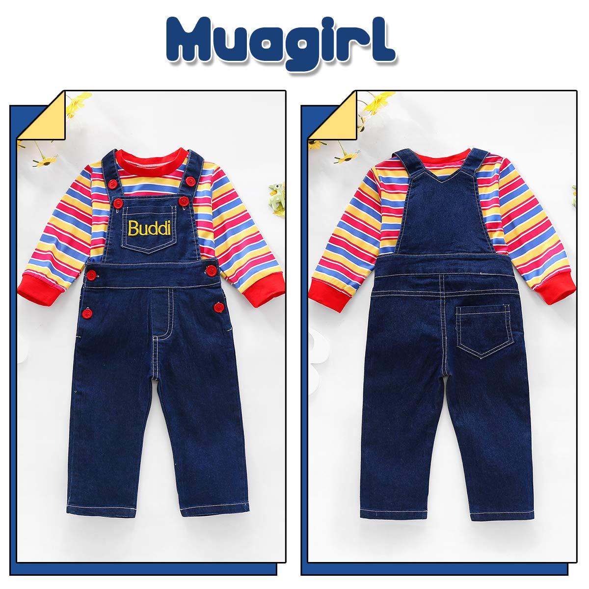 Adorable Toddler Winter Outfits for Boys & Girls - Striped Top + Denim Overalls/Skirt Set | Warm & Stylish Baby Clothes for Playdates, Holidays & Family Photos