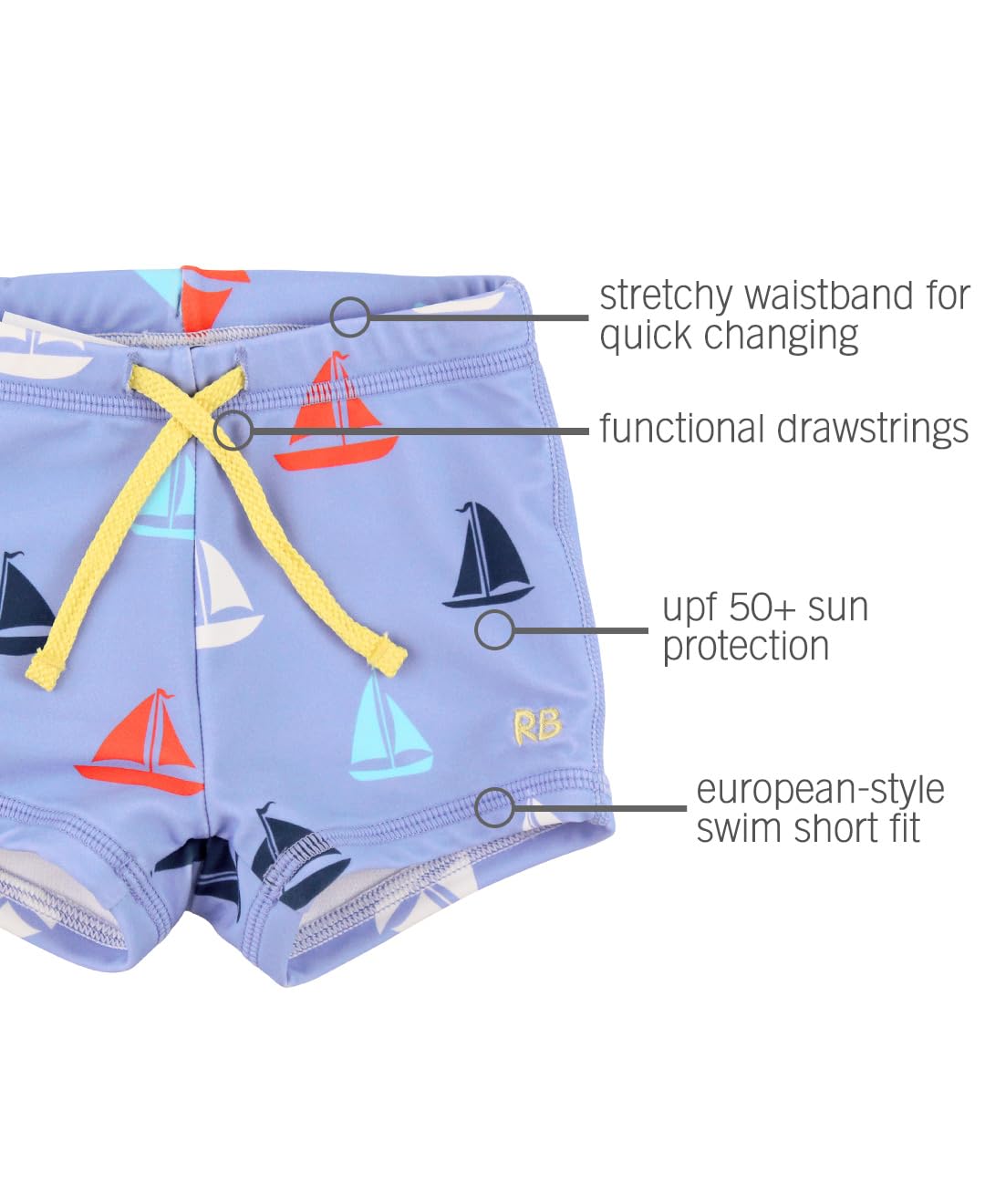 RUGGEDBUTTS Boys' Quick-Dry Swim Shorts - Comfortable UPF 50+ Swim Trunks for Beach, Pool & Water Sports | Durable Boys' Swimwear for Active Kids