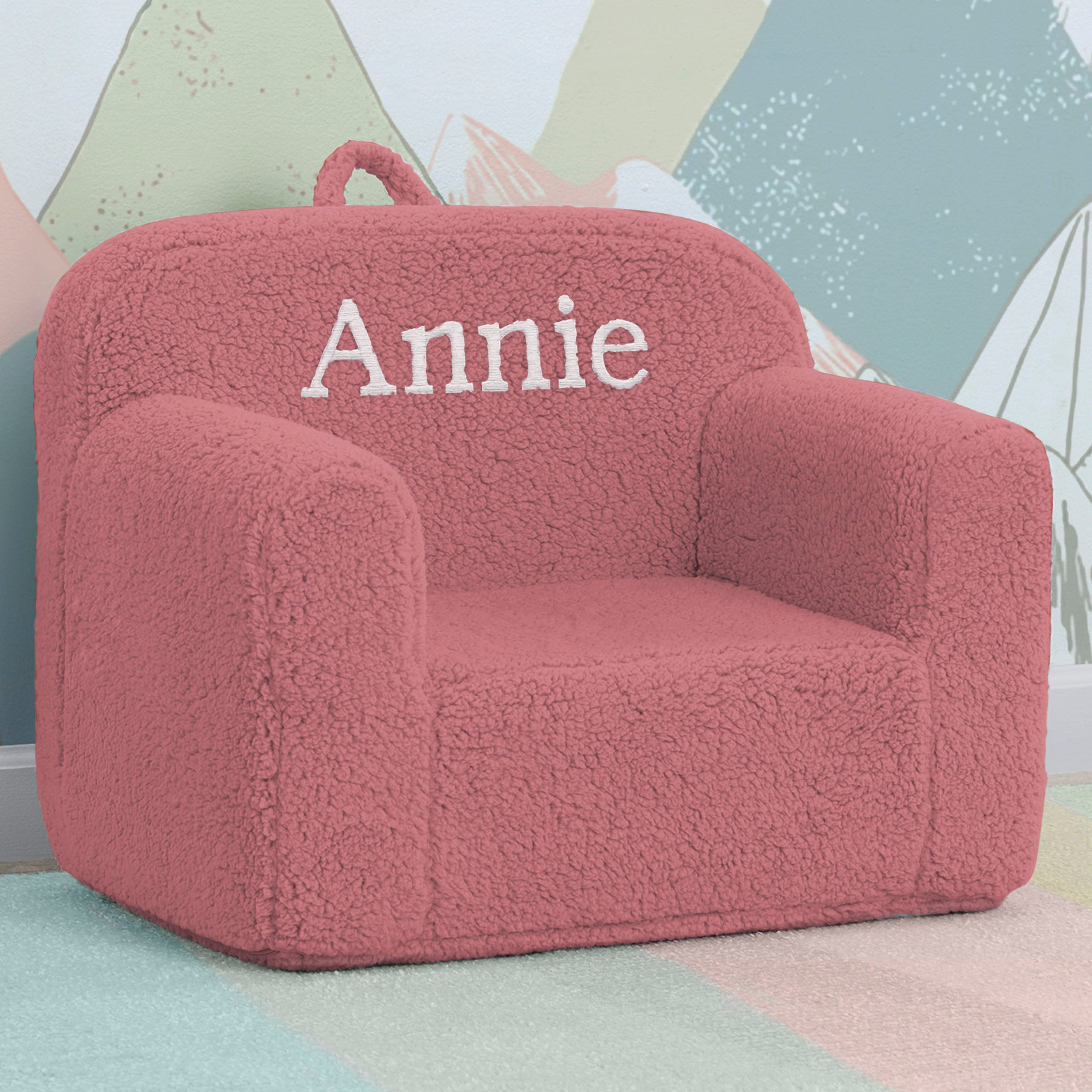 Personalized Cozee Sherpa Chair for Kids - Soft Plush Children's Reading Chair with Custom Name - Perfect for Bedroom, Playroom & Nursery Decor