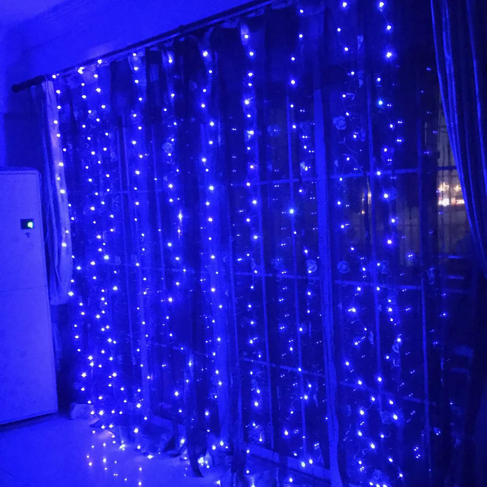 100LED USB Powered Dimmable Waterfall Lights - 8 Lighting Modes with Remote Control, Waterproof Indoor/Outdoor LED Curtain Lights for Bedroom, Christmas, Wedding, Garden Decoration (Blue, 3m x 1m) - Perfect for Party Backdrops, Patio Lighting and Holiday Displays