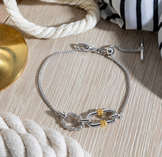 Marina Rope Link Duo Golden Slider Bracelet - Adjustable Gold Chain Bracelet for Women - Perfect for Beach, Party & Everyday Wear