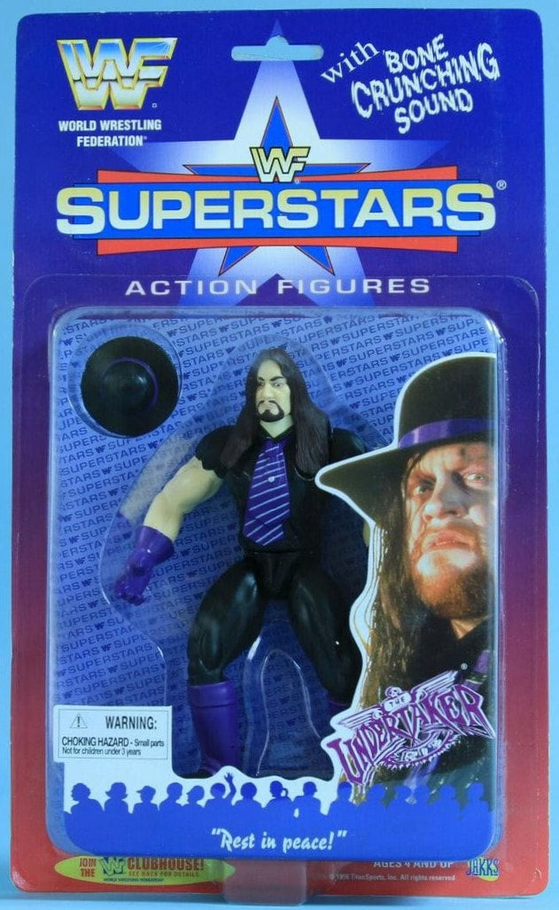 1996 WWF Jakks Pacific Superstars Series 1 Undertaker Wrestling Action Figure with Butterfly Card - Perfect for WWE Collectors and Wrestling Fans Display
