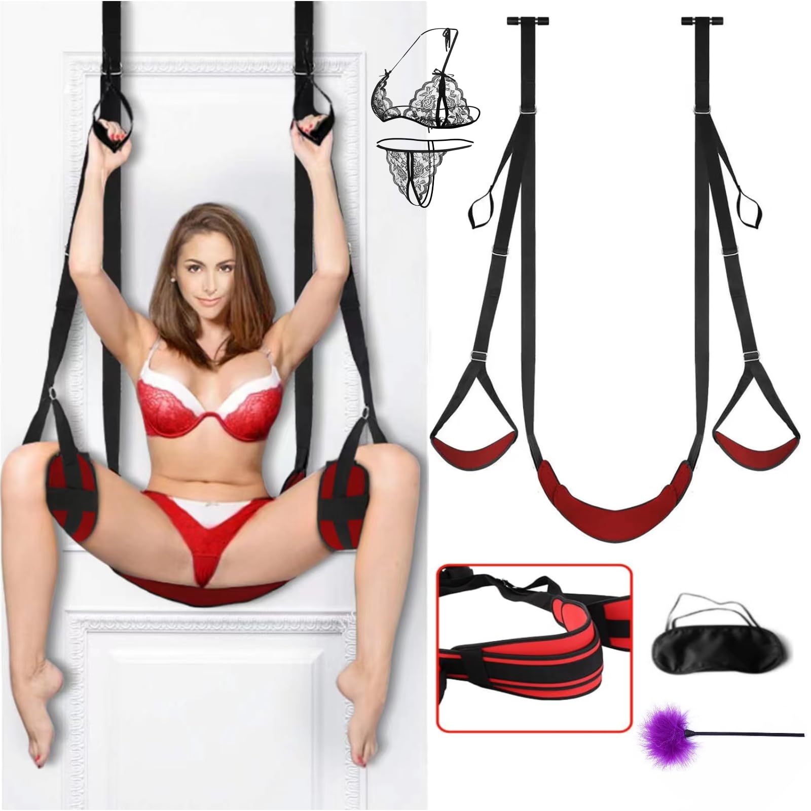 Adjustable Door Sex Swing with Padded Seat - Adult Bondage BDSM Toy for Couples - Strong Straps for Secure Suspension - Perfect for Bedroom Play, Spicing Up Relationships & Yoga-Inspired Intimacy