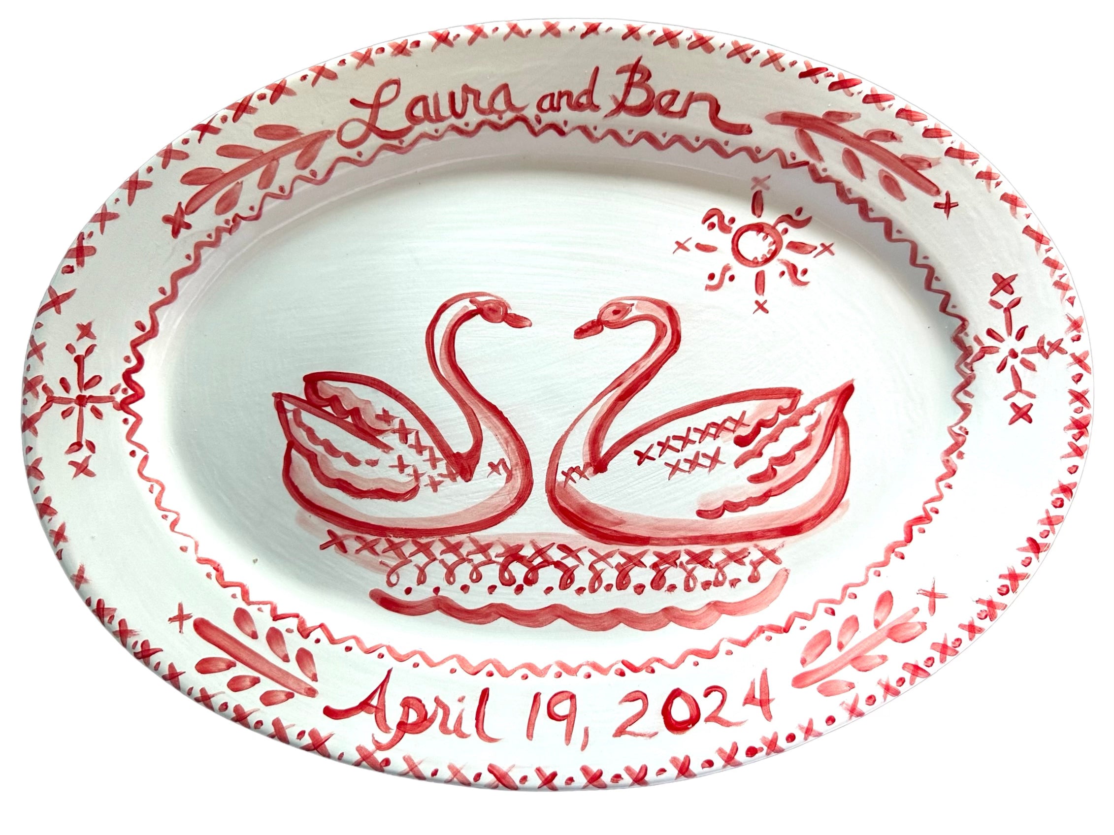 Large Custom Platter with Elegant Swan Design - Perfect for Weddings, Parties & Home Decor | Durable & Stylish Serving Tray