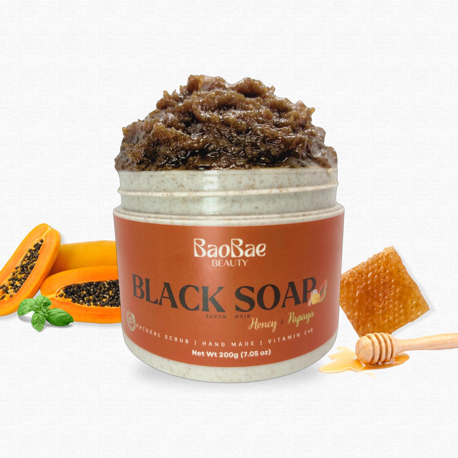 African Black Soap Scrub - Natural Exfoliating Body Wash with Shea Butter & Vitamin E for Acne & Dark Spots - 200G for Smooth Skin