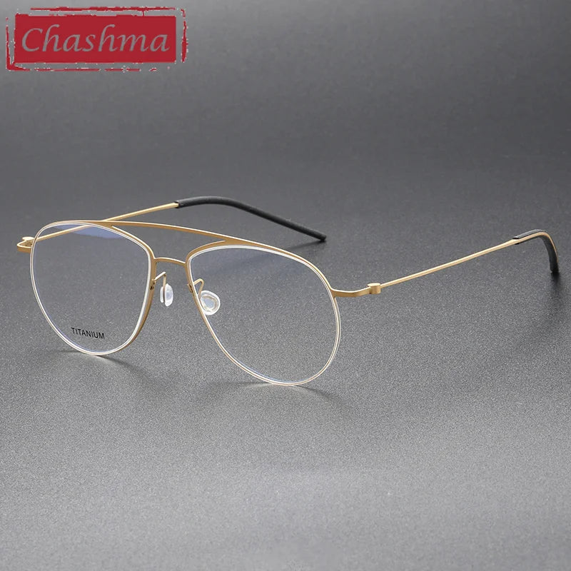 Titanium Eyeglasses for Men - Full Rim Oval Double Bridge Frame 45507 | Lightweight & Durable | Perfect for Work, Reading & Everyday Use