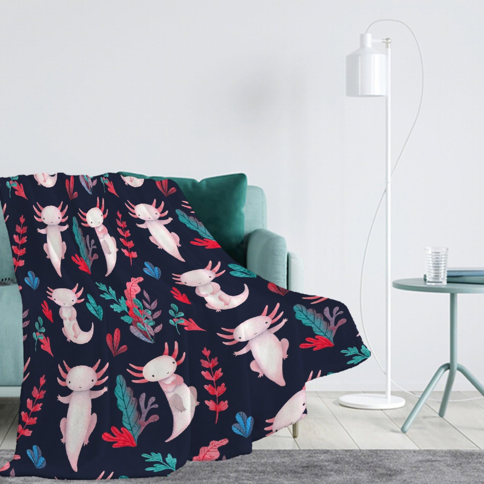 Super Soft Pink Axolotl Plush Blanket - 40x30 Inch Cuddly Throw for Baby Girls, Bed, Couch & Sofa - Perfect Gift for Kids & Axolotl Lovers (Avalokitesvara Inspired Design) | Great for Nursery, Lounging & Cozy Movie Nights