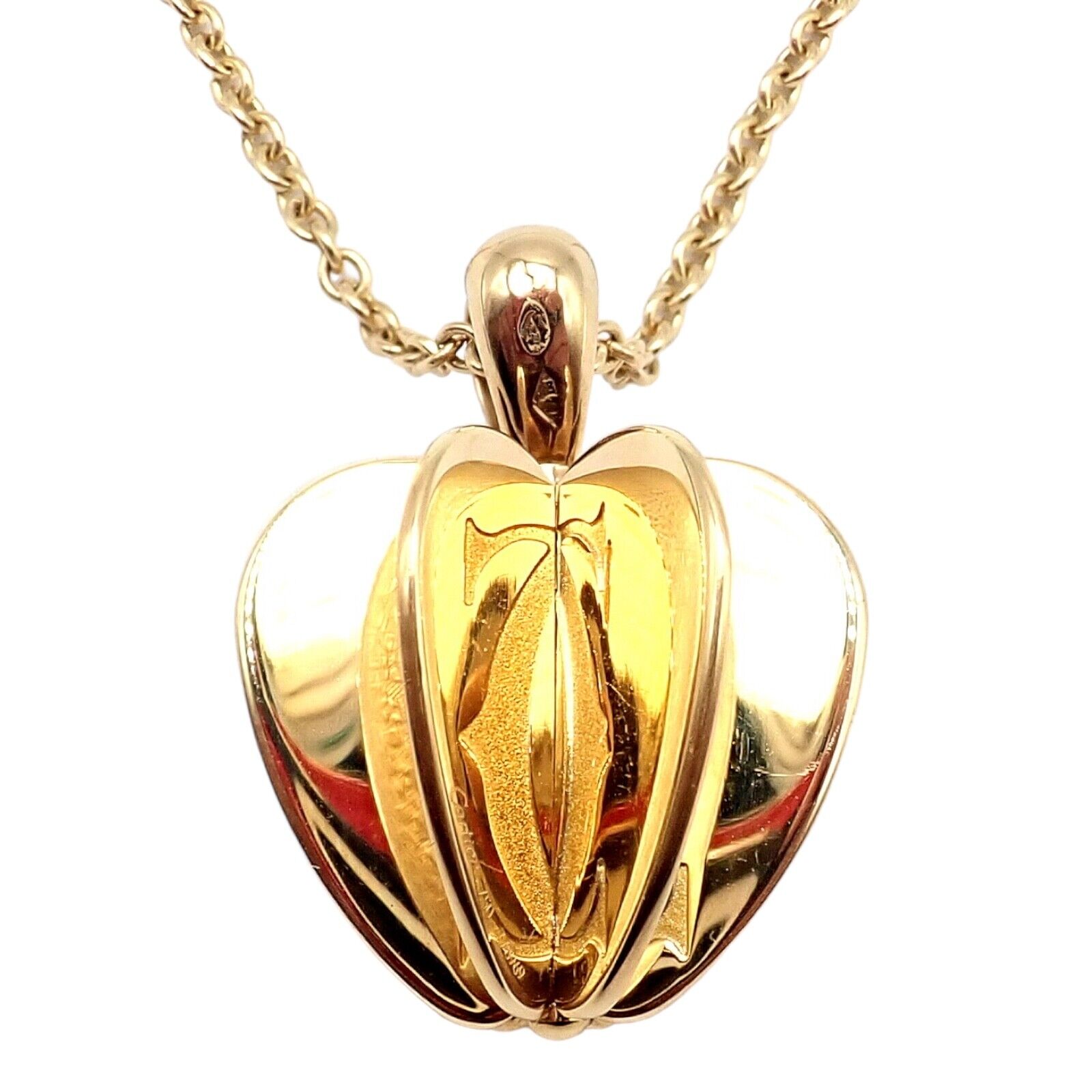 Cartier 18k Yellow Gold Double C 3D Apple Pendant Necklace for Women - Luxury Jewelry Gift for Anniversary, Birthday & Special Occasions