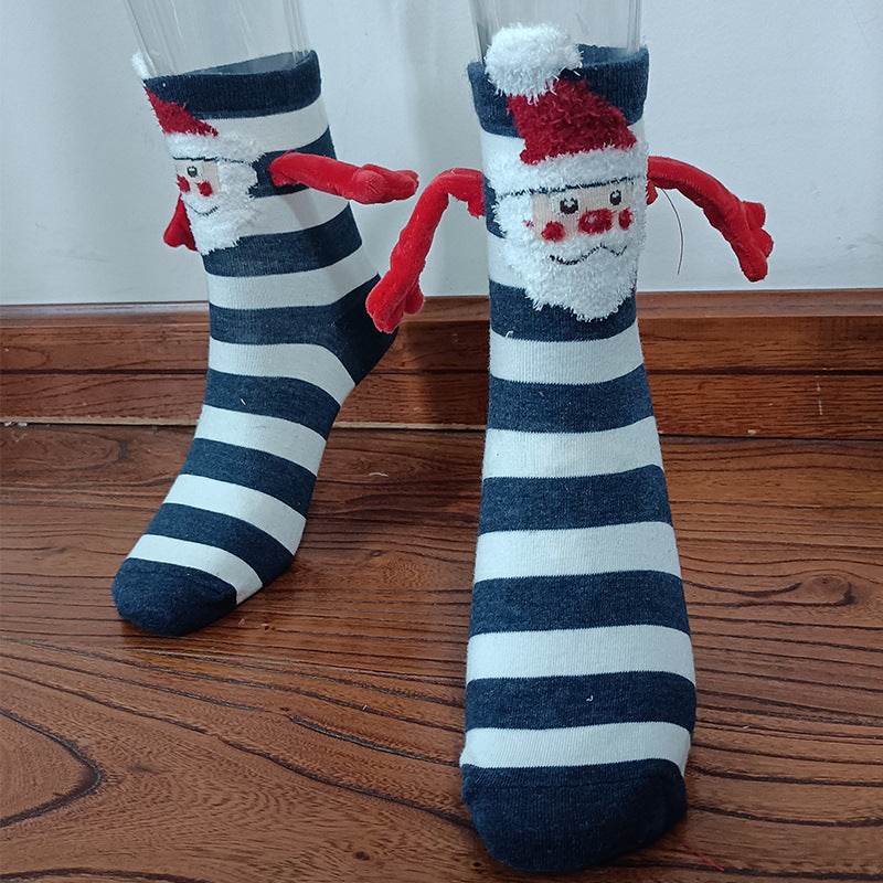 Cozy Christmas Socks for Hand Holding - Warm Holiday Couple Socks for Christmas Gifts, Stocking Stuffers & Romantic Winter Nights