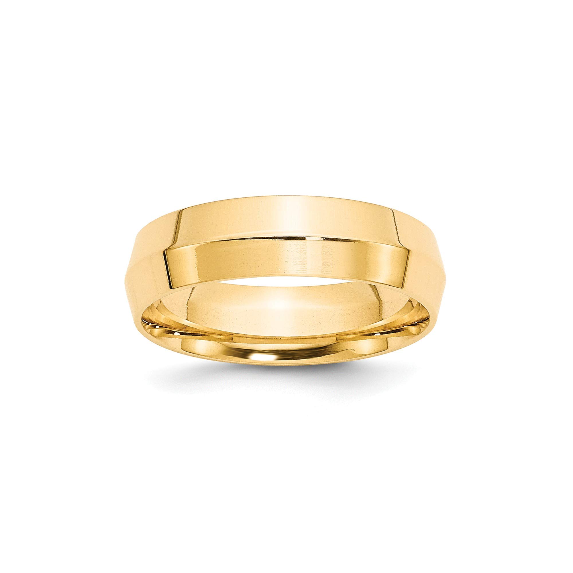 14k Yellow Gold 6mm Knife Edge Comfort Fit Band Ring for Women - Size 6