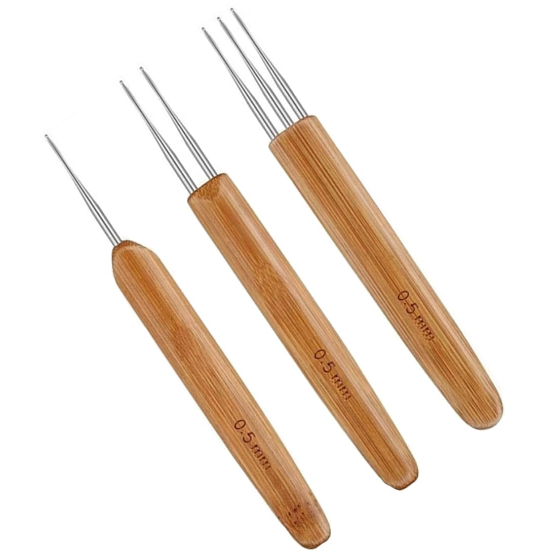JFFX 3-Piece Dreadlock Crochet Hook Set - 0.5mm Needle Tool for Braiding & Hair Styling