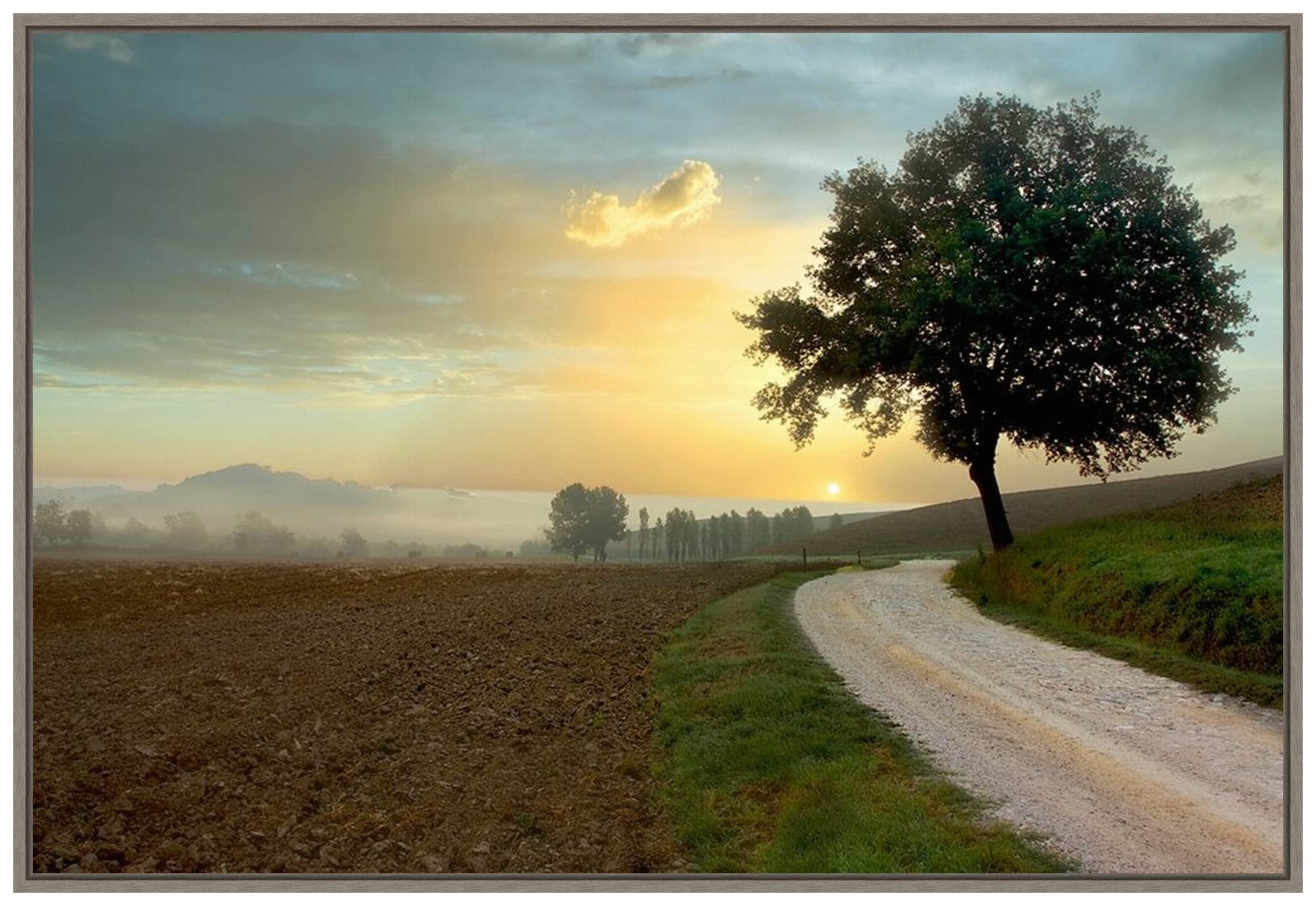 Amanti Art Framed Canvas Wall Art - 23x33 Tuscan Farm Road Landscape Painting by Alan Blaustein | Country Rustic Decor for Living Room, Bedroom, Office | Large Framed Canvas Artwork for Home & Office Decor