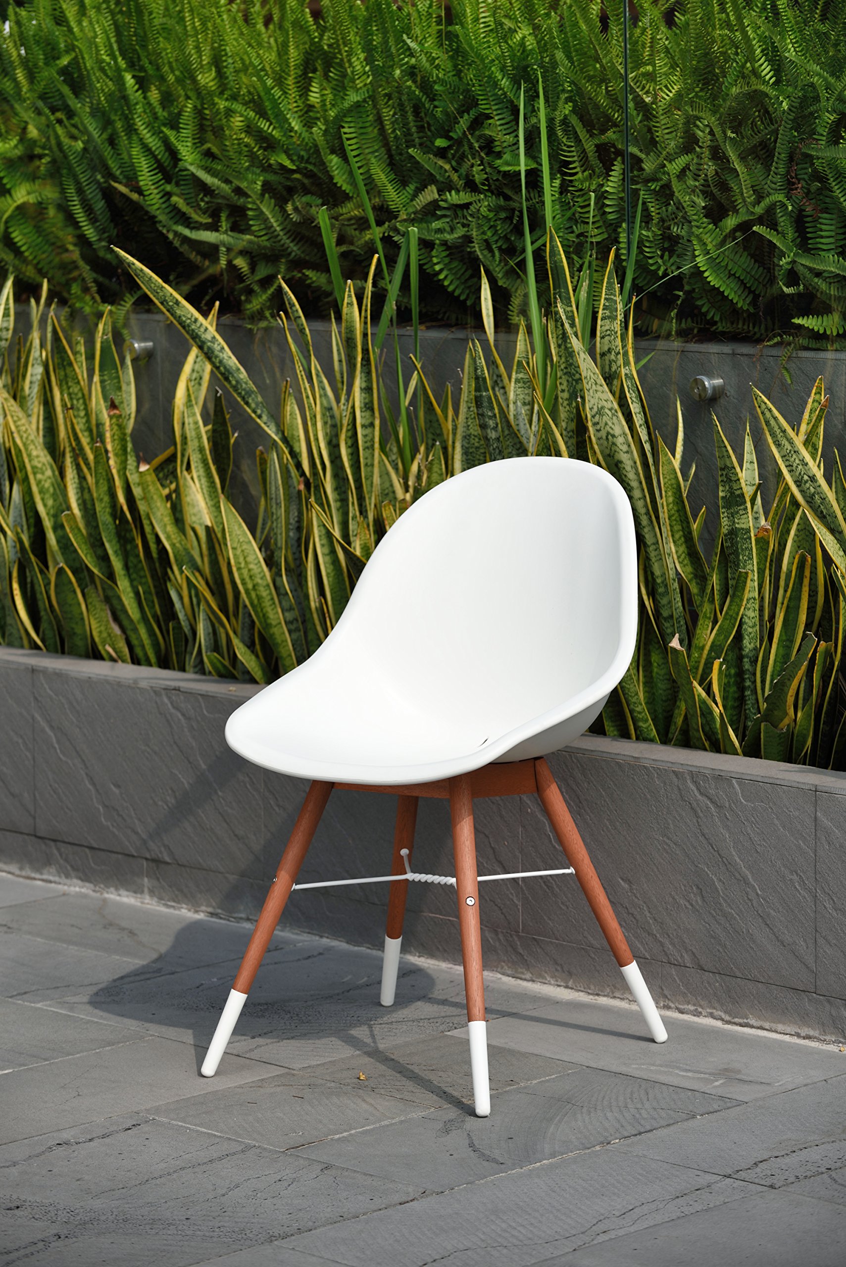 Amazonia Dark Eucalyptus Wood Patio Dining Chairs Set of 4 - White Outdoor Furniture for Garden, Poolside, Deck & Backyard Relaxation