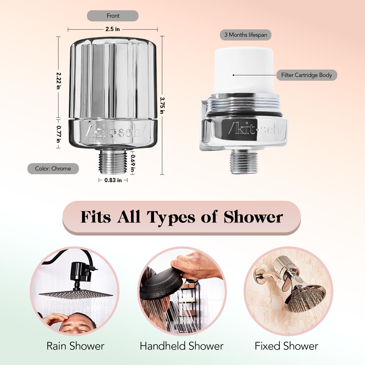 Kitsch Rice Water Shampoo Bar & Shower Head Filter Set - Sulfate Free Hair Care & Water Purifier for Healthy Scalp | Perfect for Travel, Eco-Friendly Bathroom & Hard Water Areas