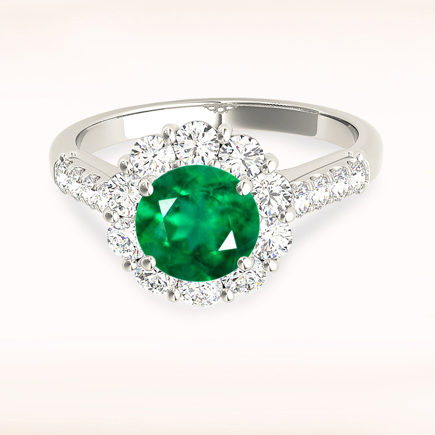 1.75 Carat Genuine Emerald Halo Ring with Side Diamonds - 14K Gold Wedding Engagement Ring for Women, Anniversary Gift, Bridal Jewelry (Perfect for Proposals, Valentine's Day & Special Occasions)