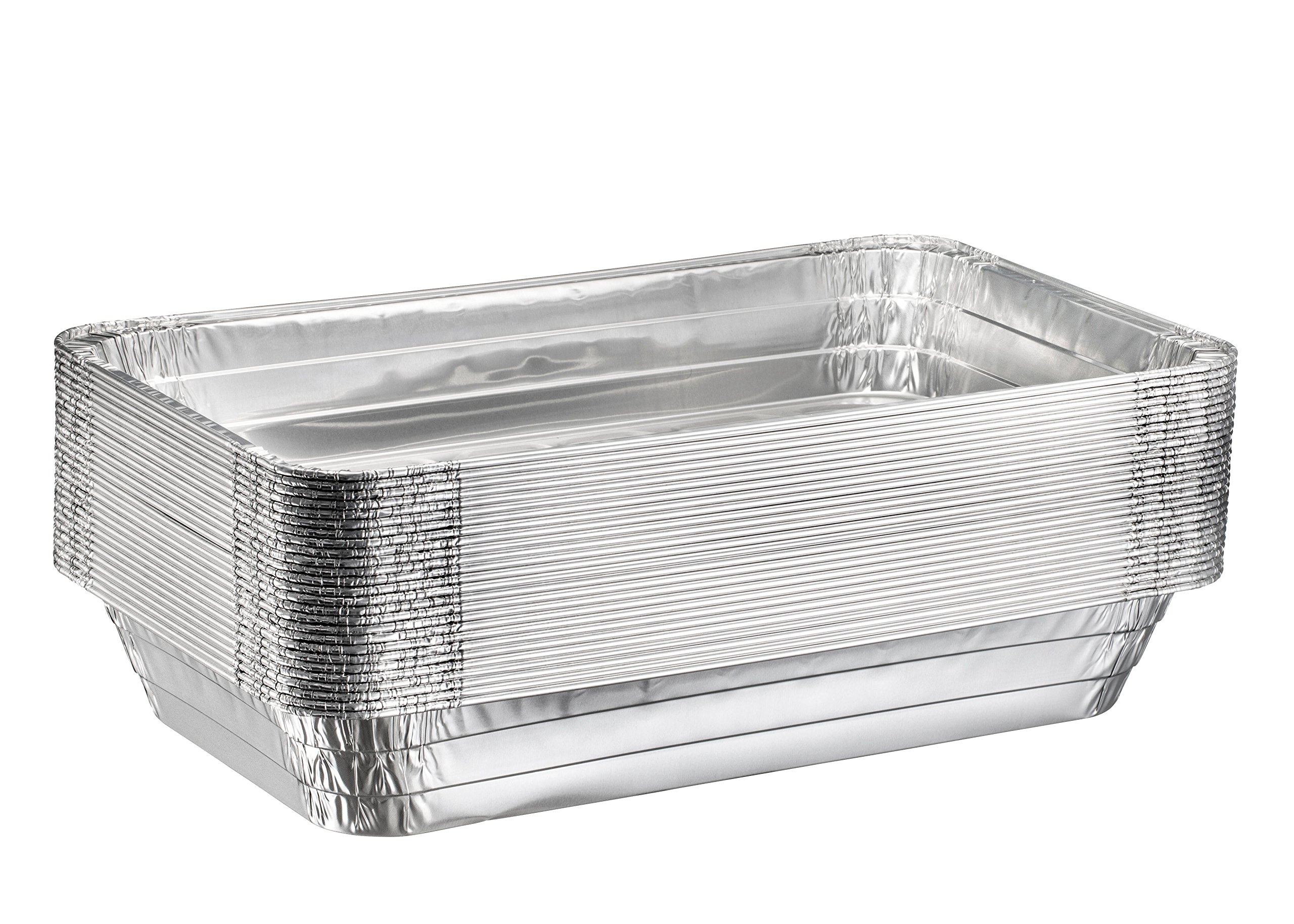 50-Pack Full Size Deep Steam Table Pans (21” x 13” x 3”) - Disposable Aluminum Foil Food Containers for Baking, Freezing & Storage - Heavy Duty Catering Pans for Restaurants, Buffets & Meal Prep