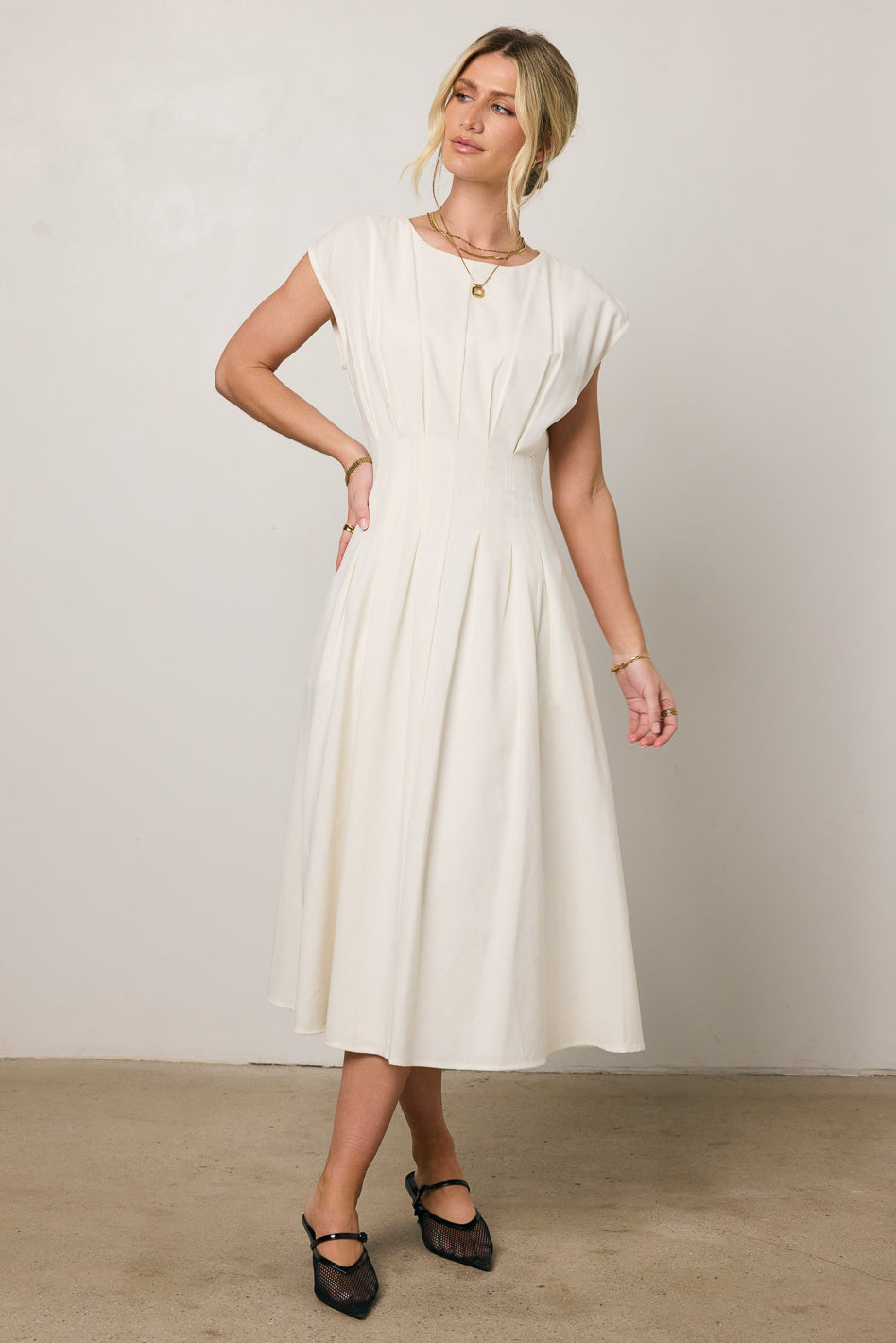 Isla Midi Dress in Off White - Flowy Boho Summer Dress for Women | Perfect for Beach Vacations, Date Nights & Casual Outings